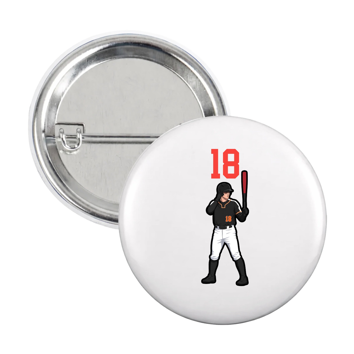 Game Day Button — Number Top in White
