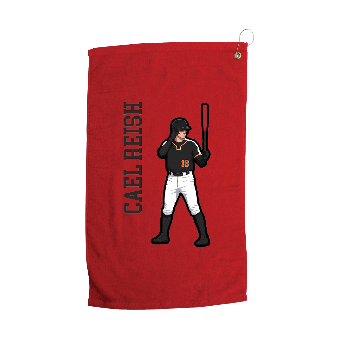 Golf Towel — Name Vertical in Red