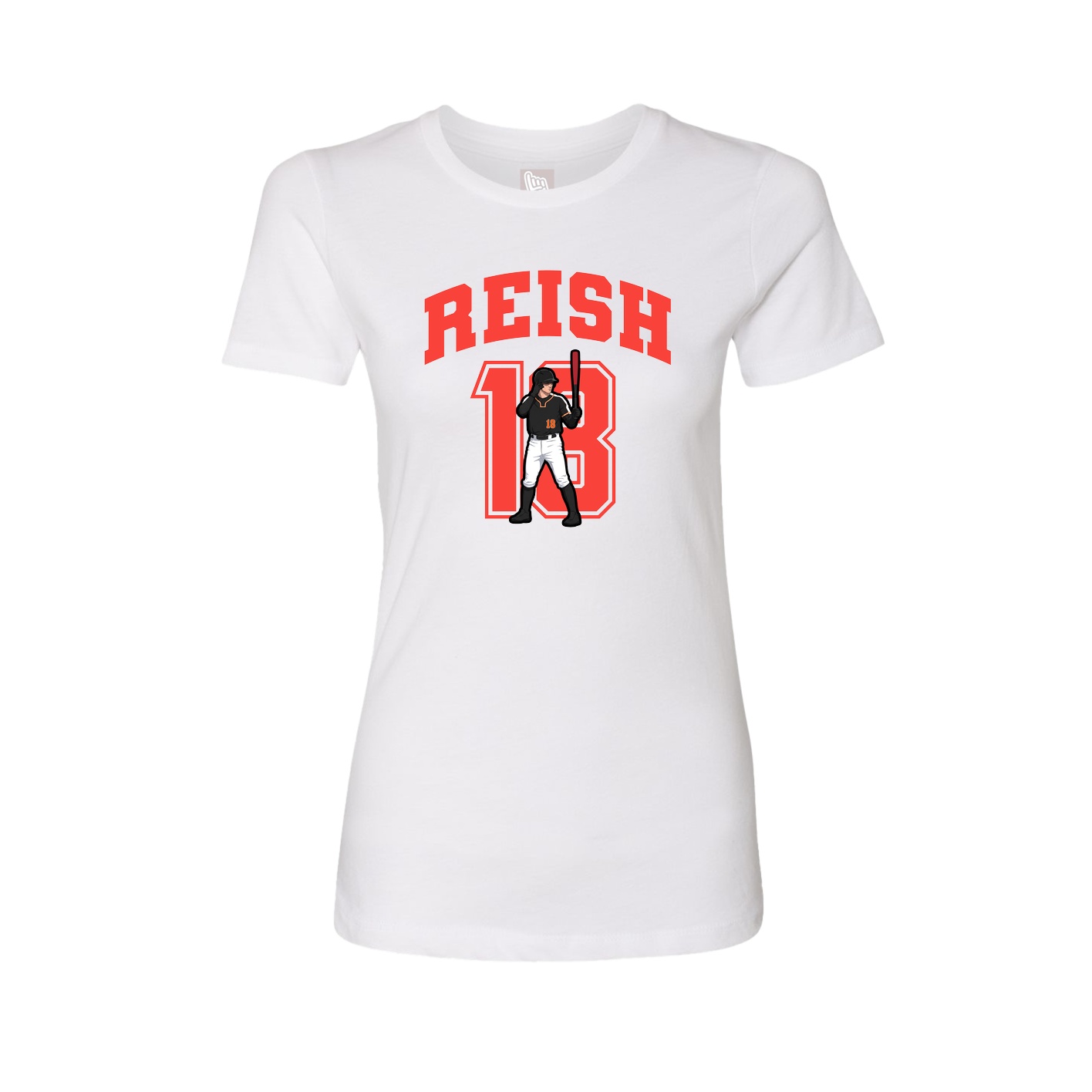 Fitted Women's Tee — Number in White