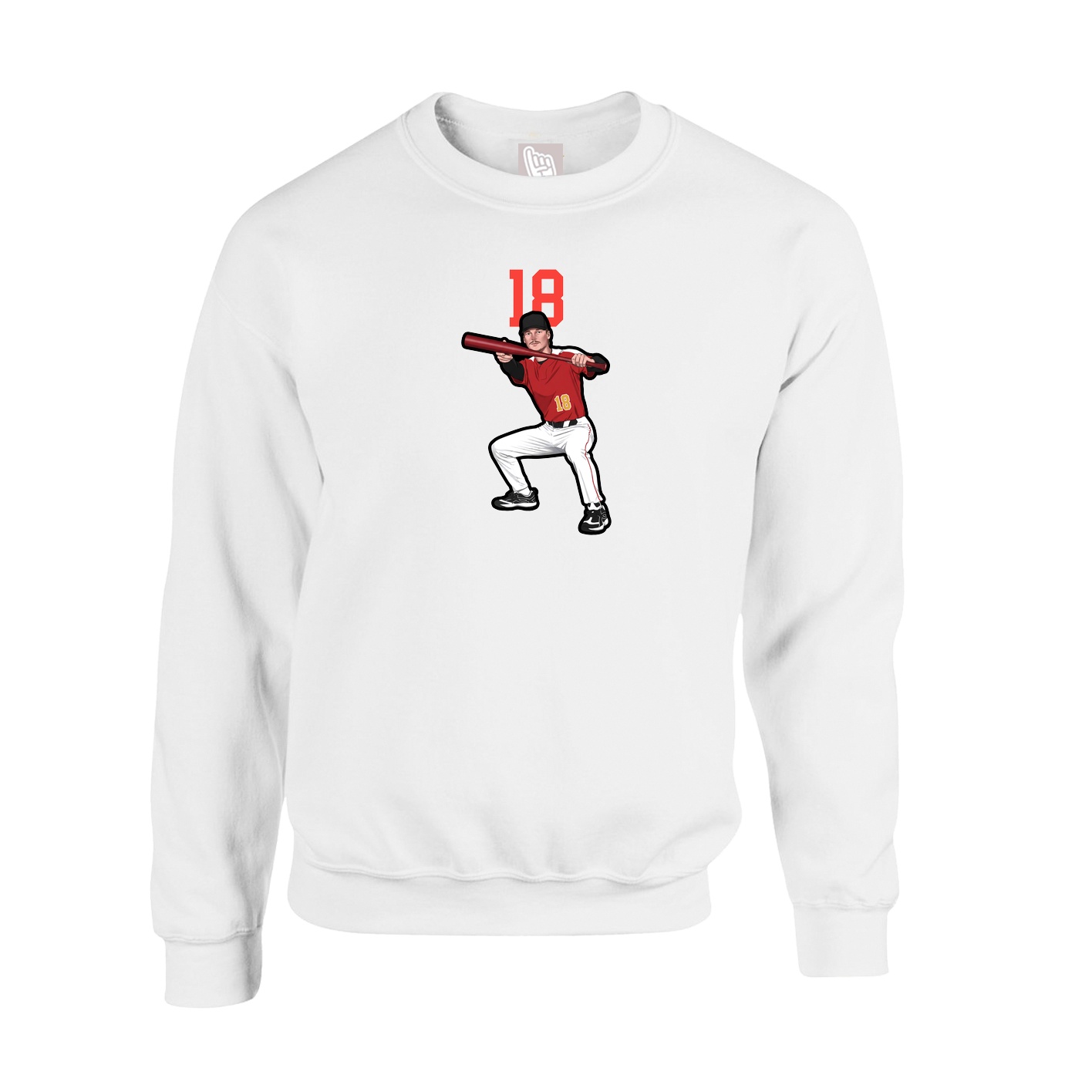 Fleece Crew — Number Top in White