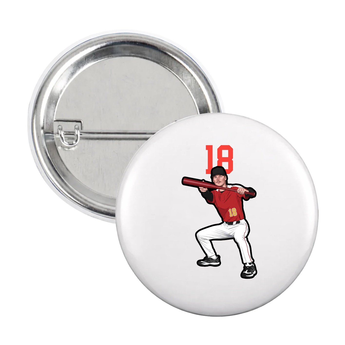 Game Day Button — Number Top in White