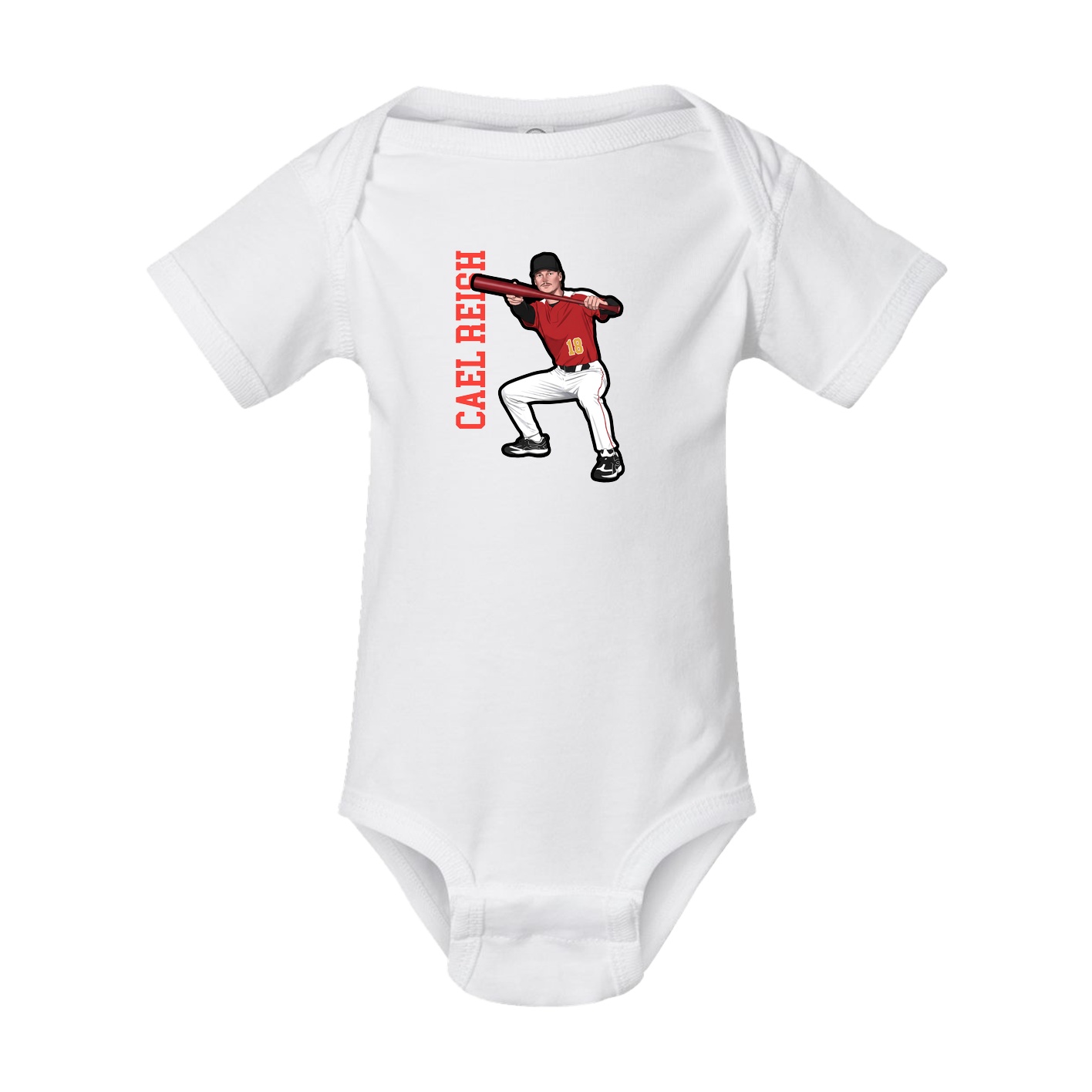 Baby Onesie — Name Vertical in White