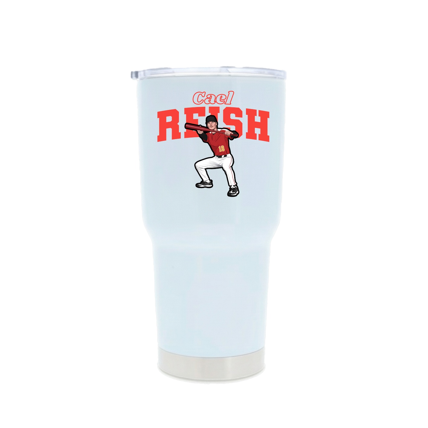 30oz Stainless Steel Tumbler — Name Arch in White