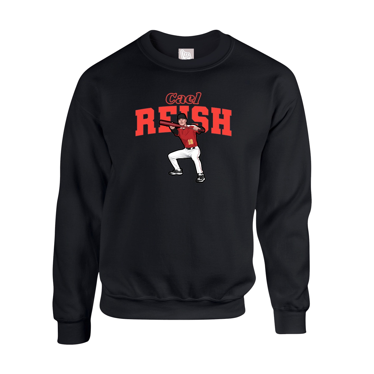 Fleece Crew — Name Arch in Black