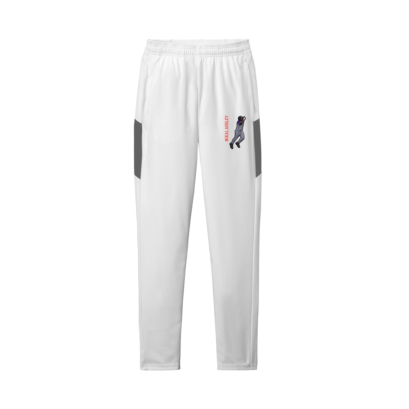 Team Travel Pant — Name Vertical in White/Grey