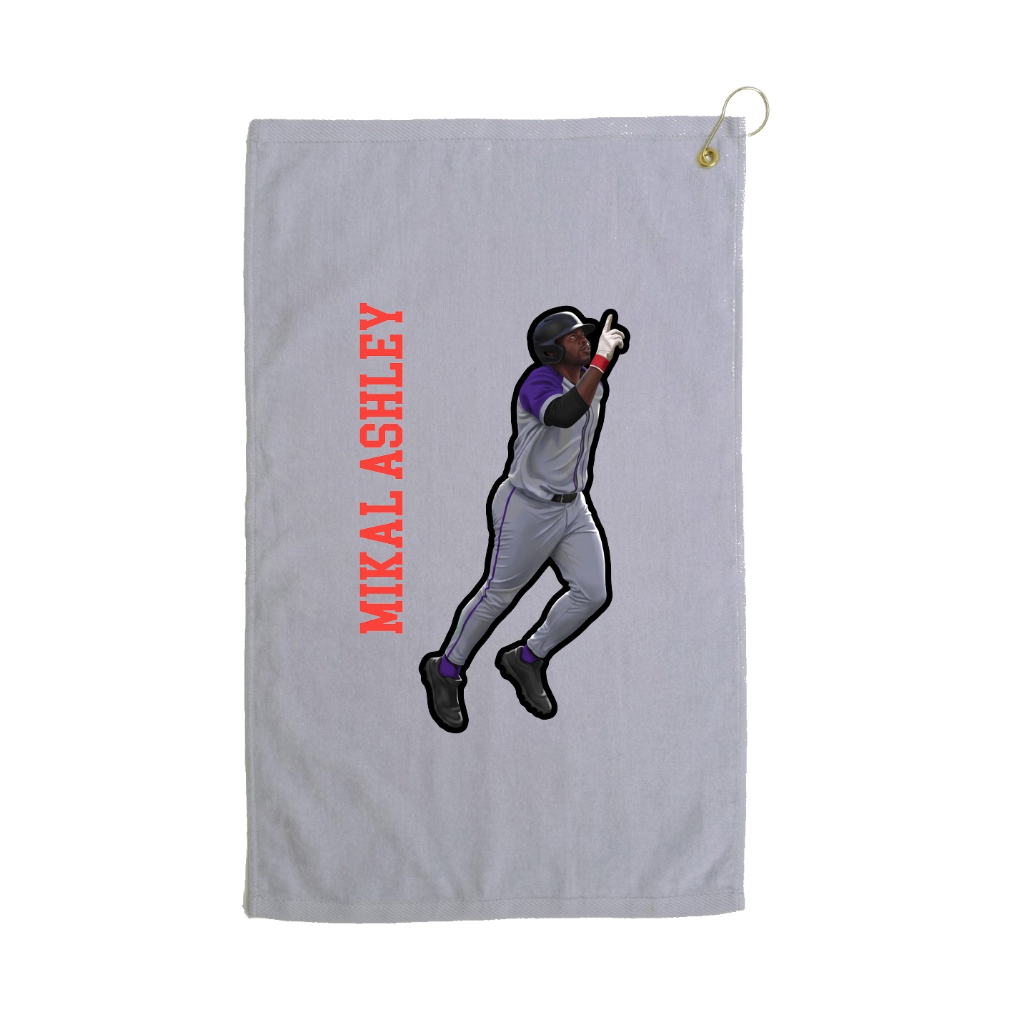 Golf Towel — Name Vertical in Grey