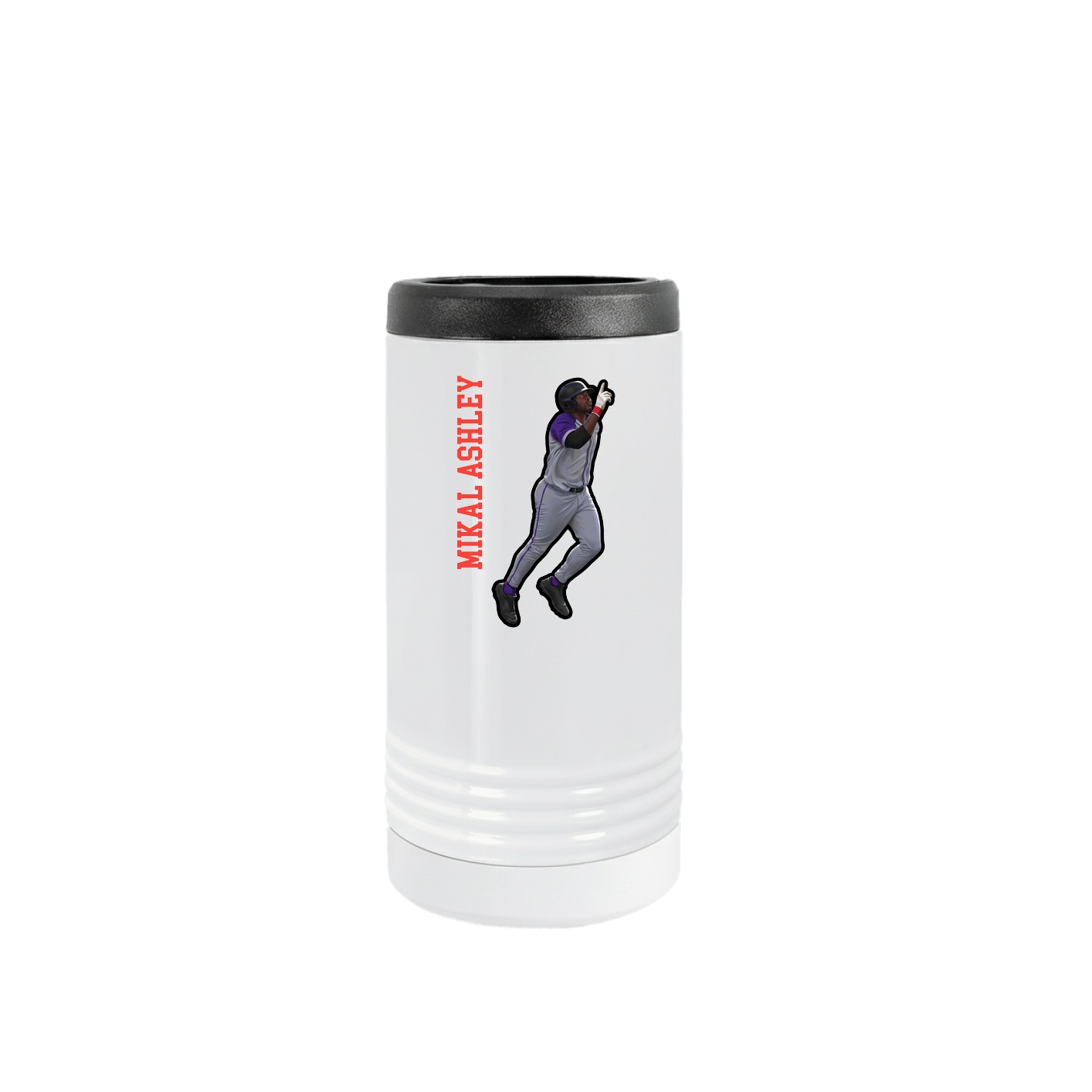 Slim Beverage Holder — Name Vertical in White