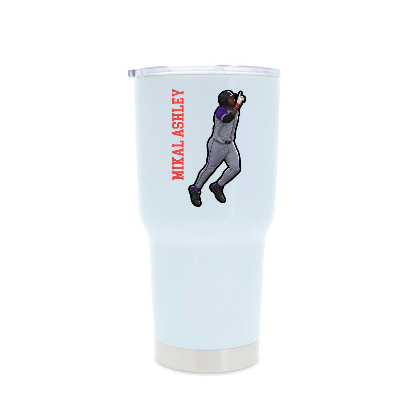 30oz Stainless Steel Tumbler — Name Vertical in White