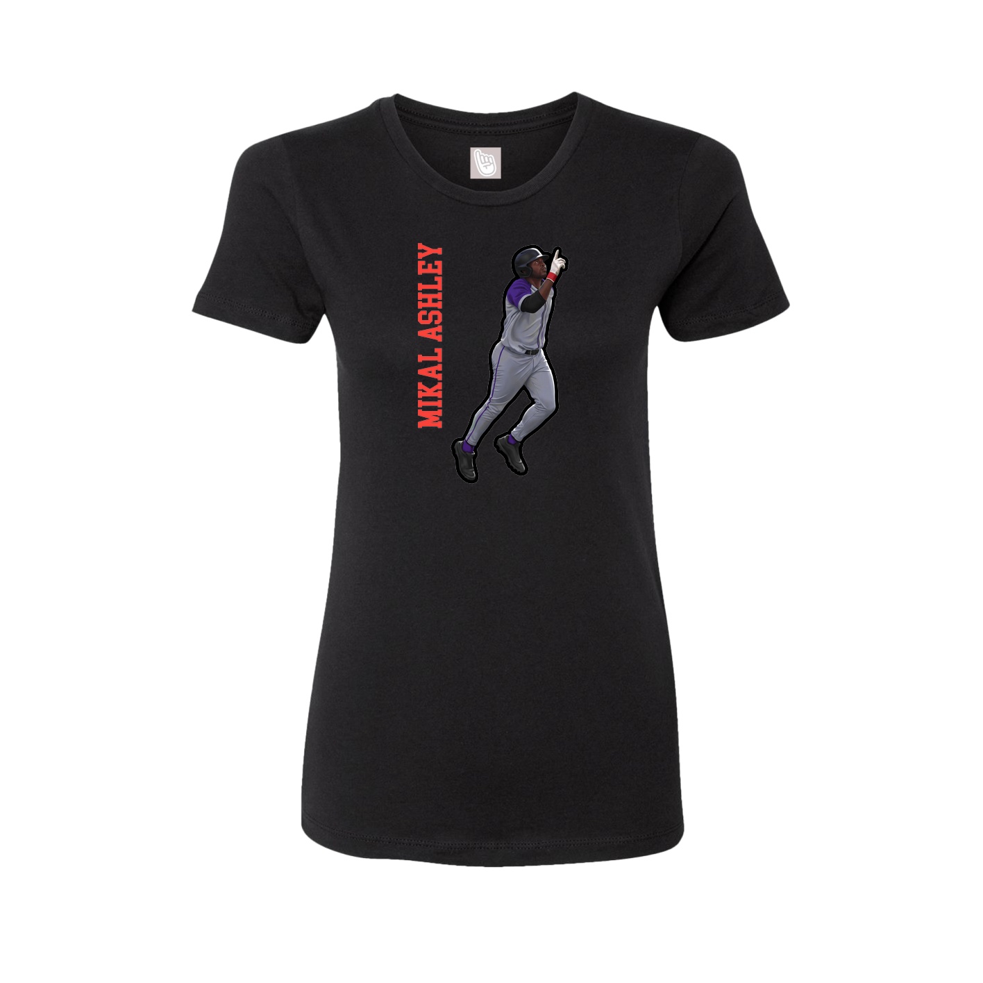 Fitted Women's Tee — Name Vertical in Black