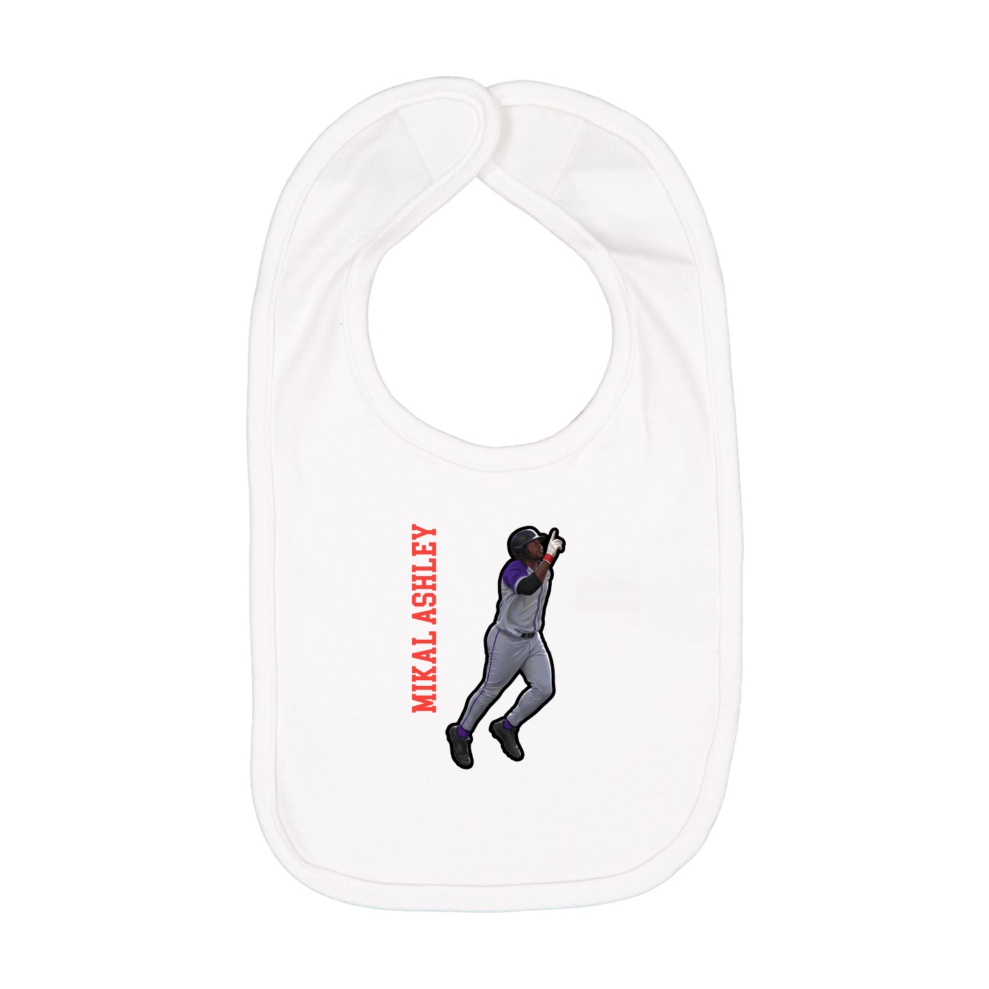 Infant Bib — Name Vertical in White