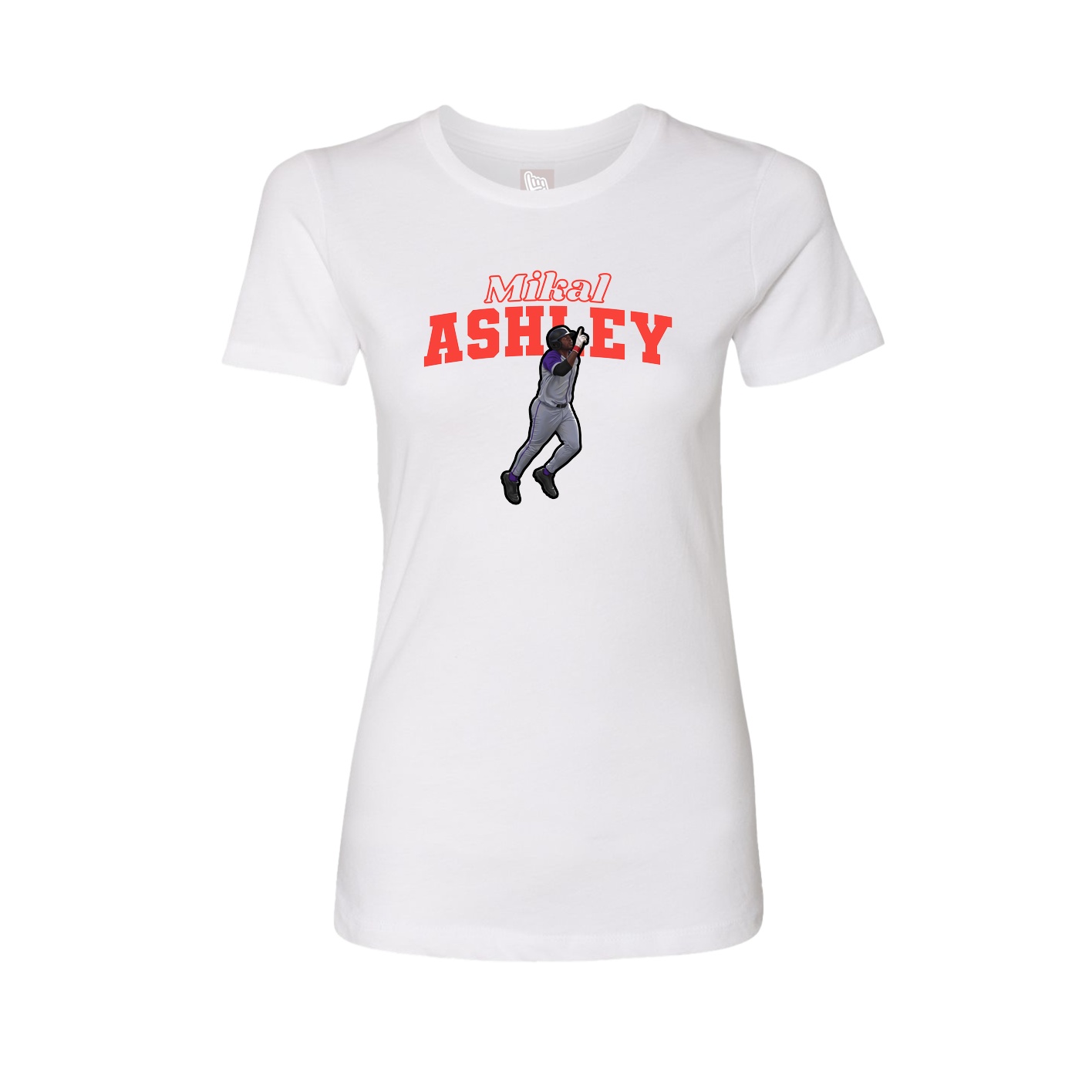 Fitted Women's Tee — Name Arch in White