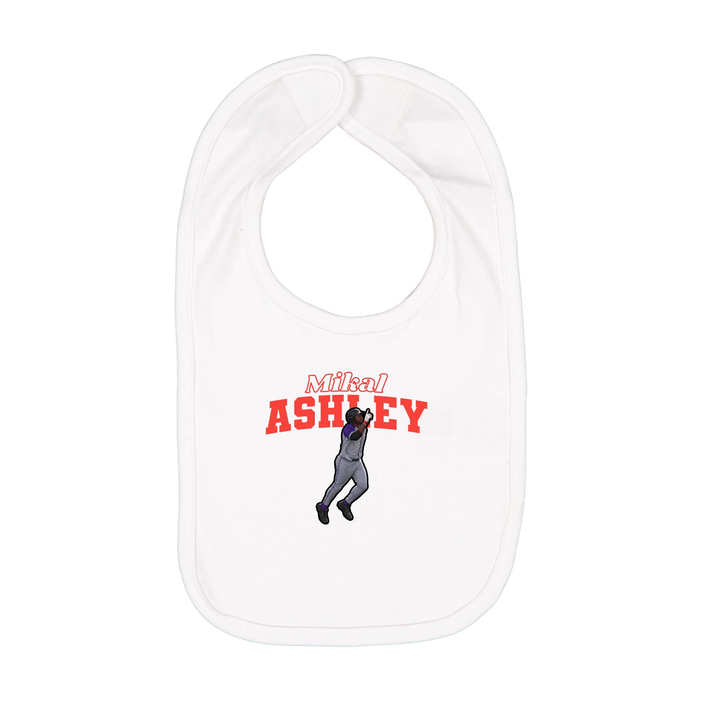 Infant Bib — Name Arch in White
