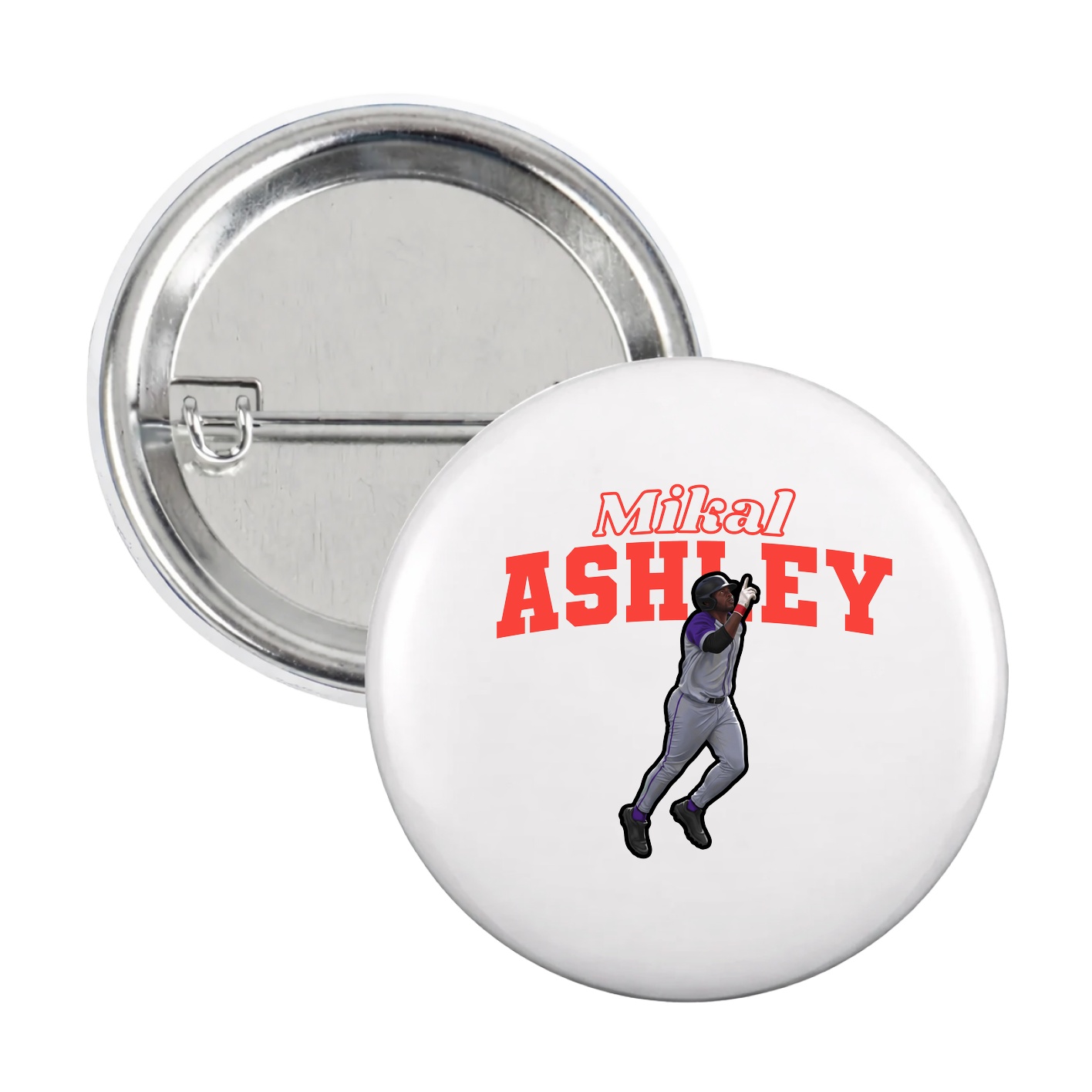 Game Day Button — Name Arch in White