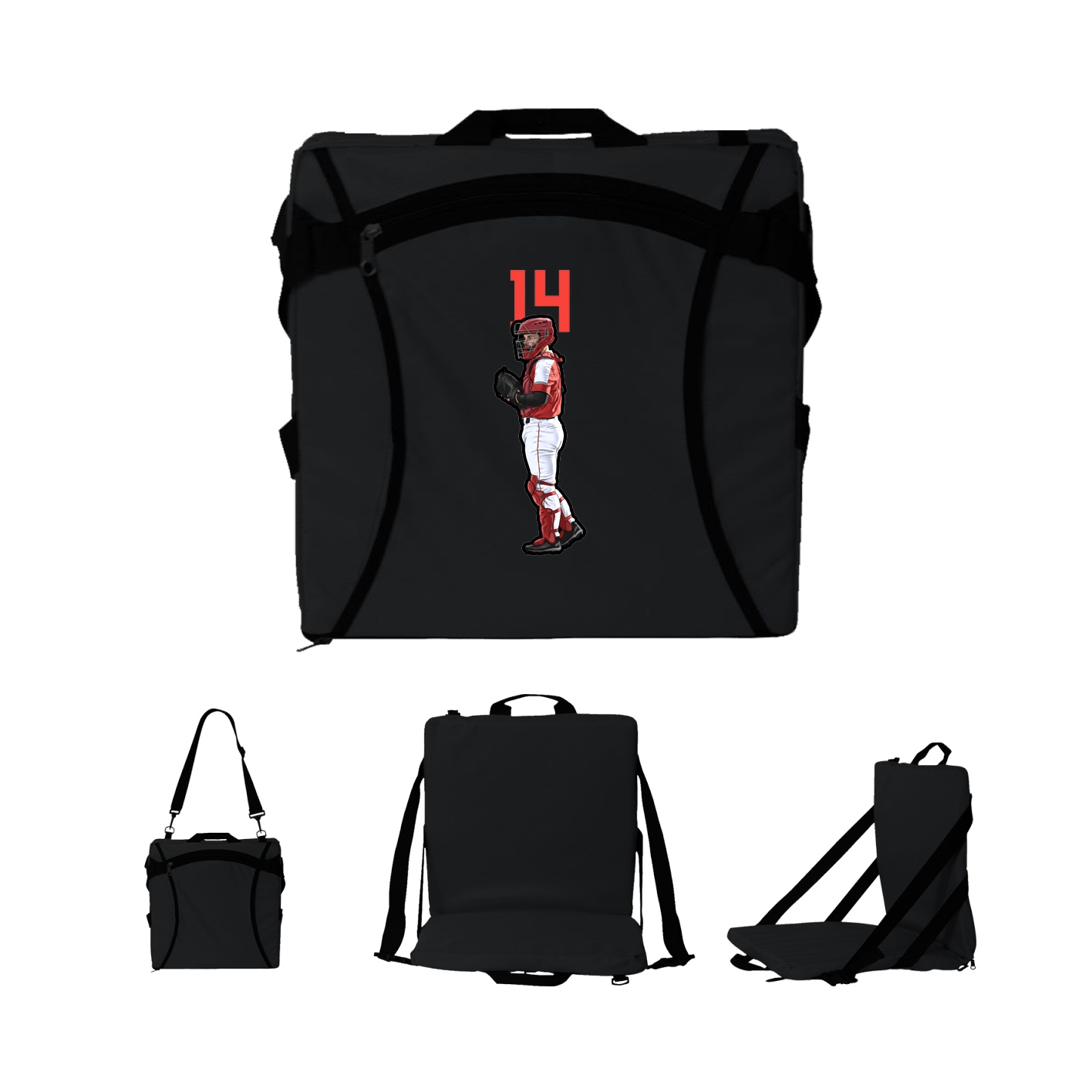 Folding Stadium Seat — Number Top in Black