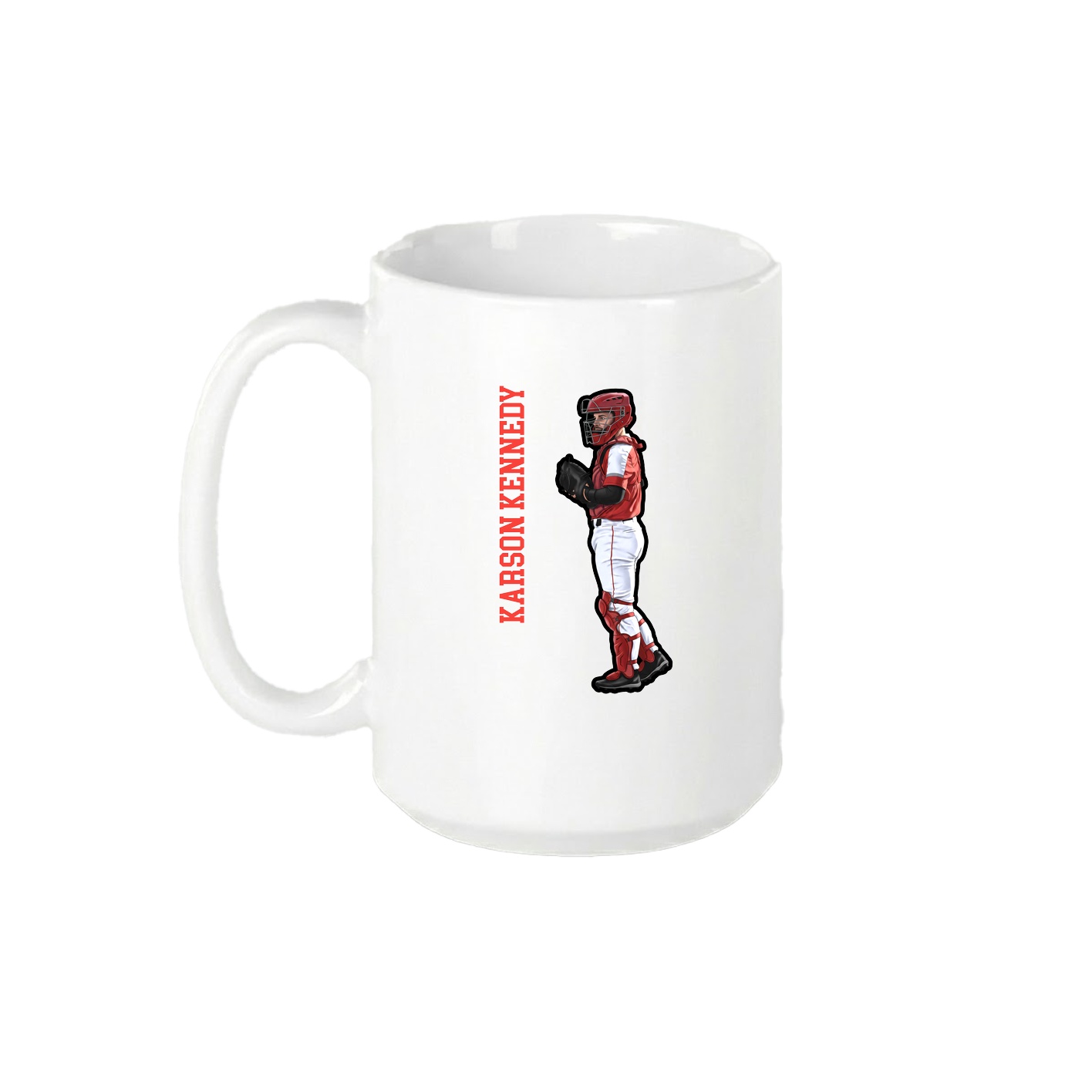 15oz Coffee Mug — Name Vertical in White