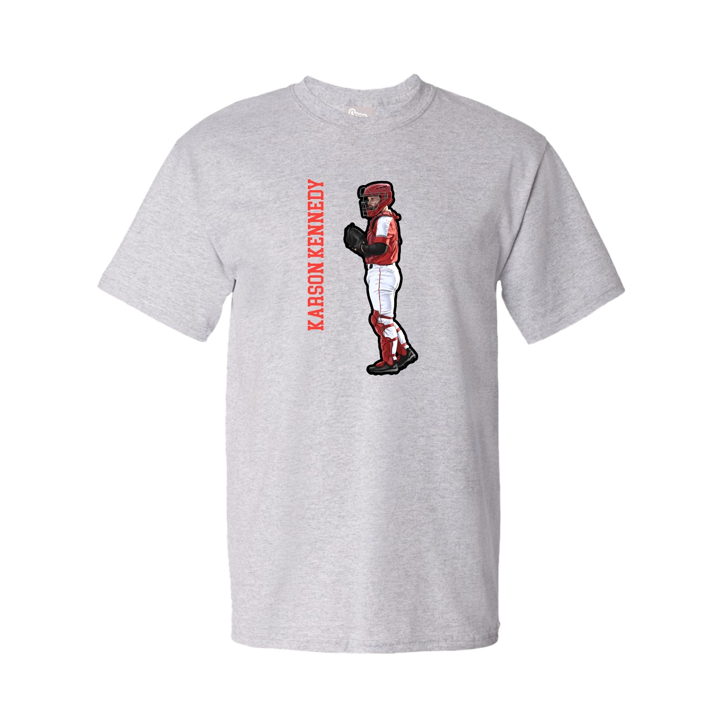 Youth Tee — Name Vertical in Grey