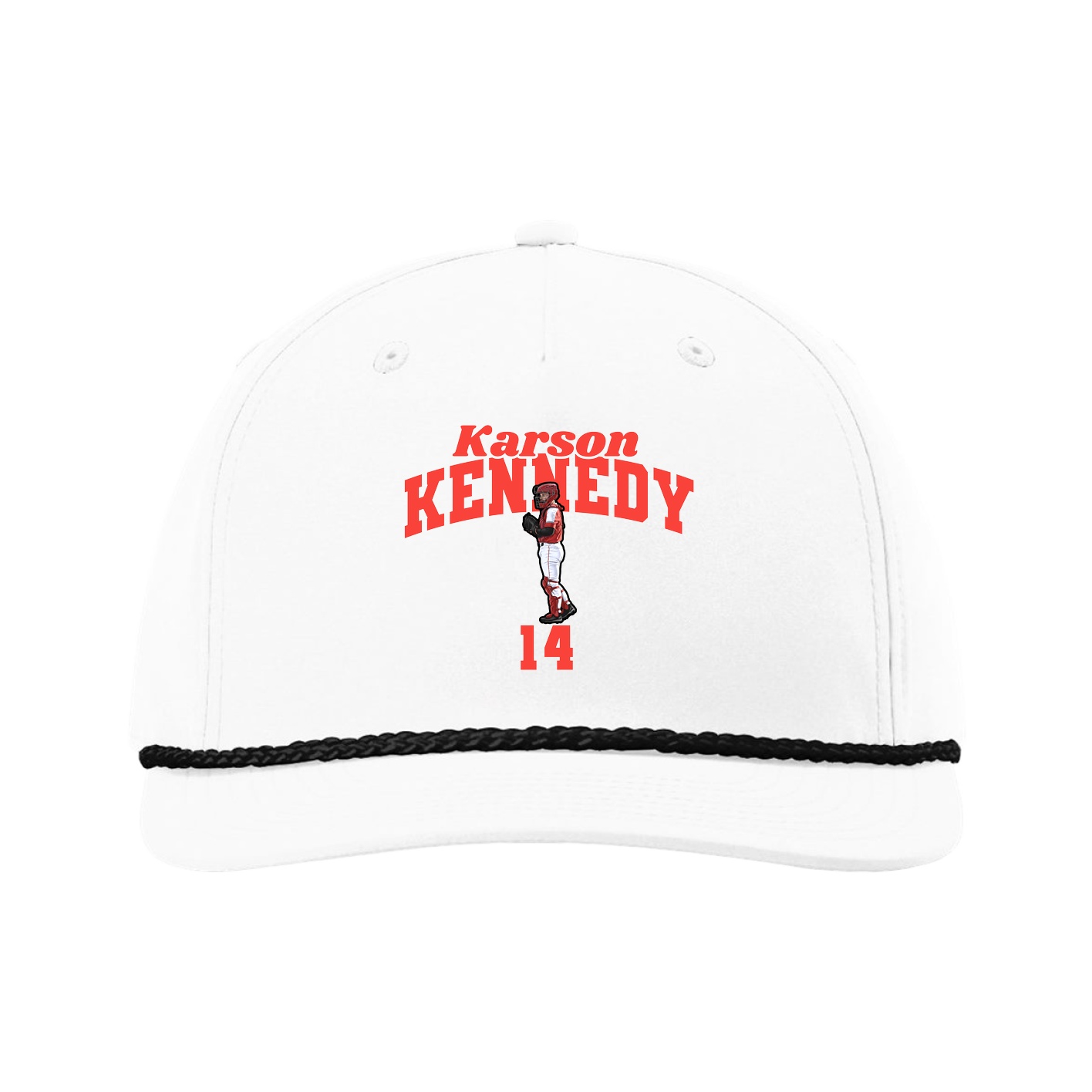 Five-Panel Classic Rope Cap — Signature Arch in White