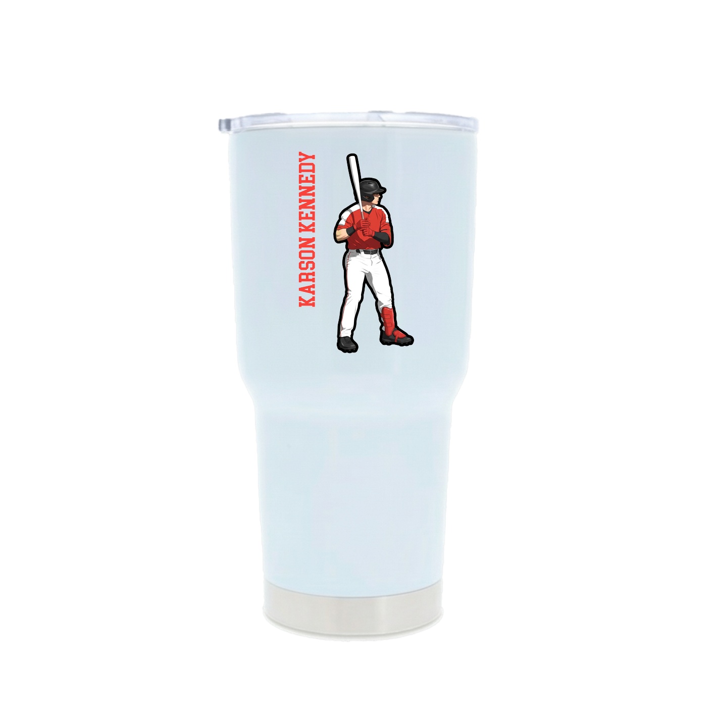 30oz Stainless Steel Tumbler — Name Vertical in White