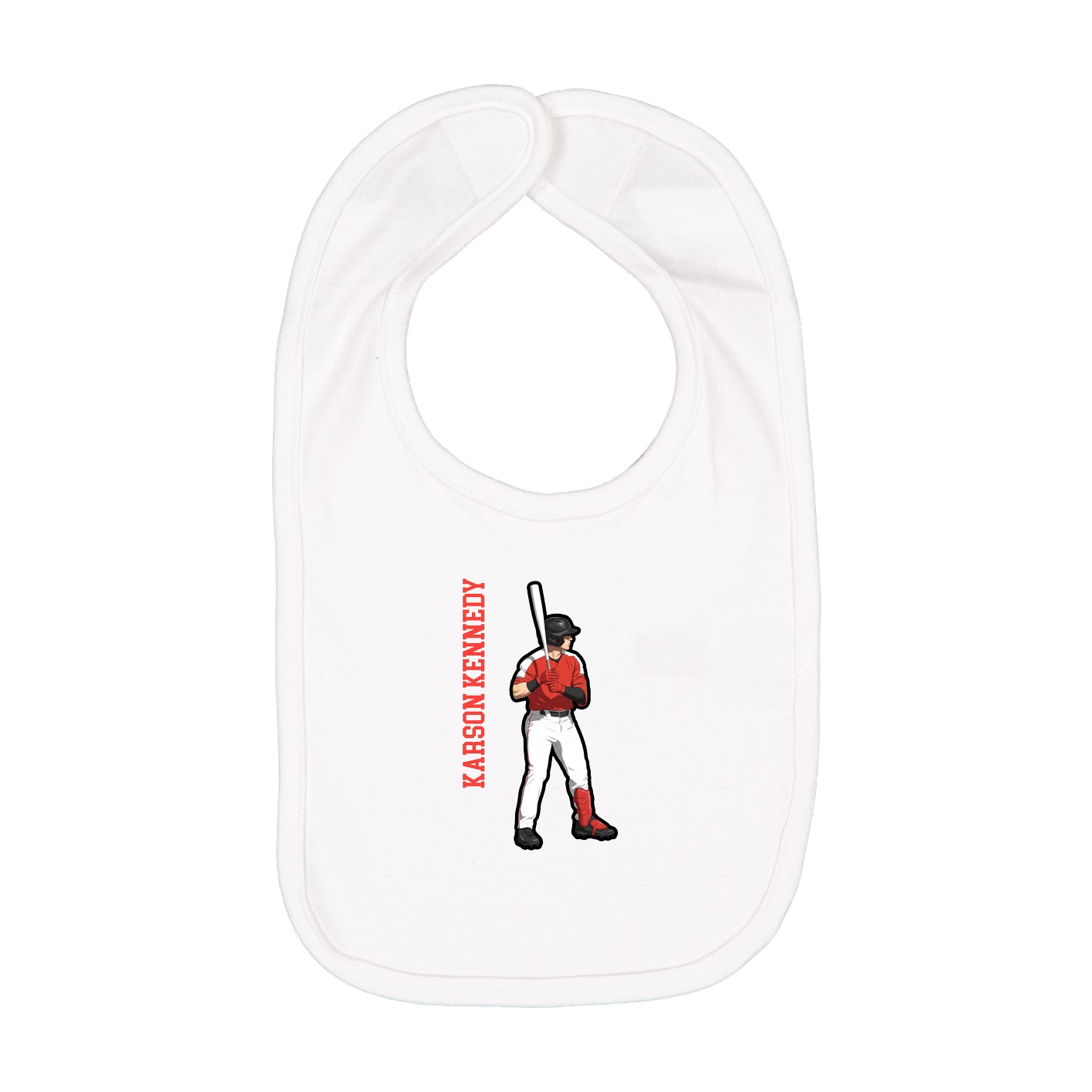 Infant Bib — Name Vertical in White