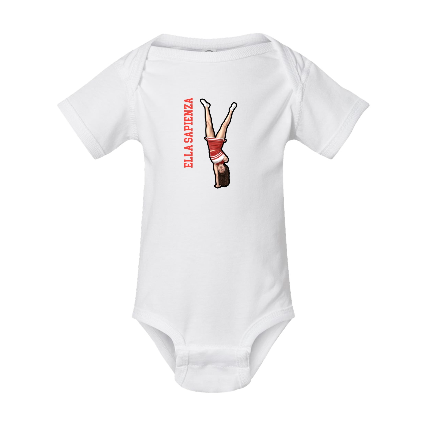 Baby Onesie — Name Vertical in White