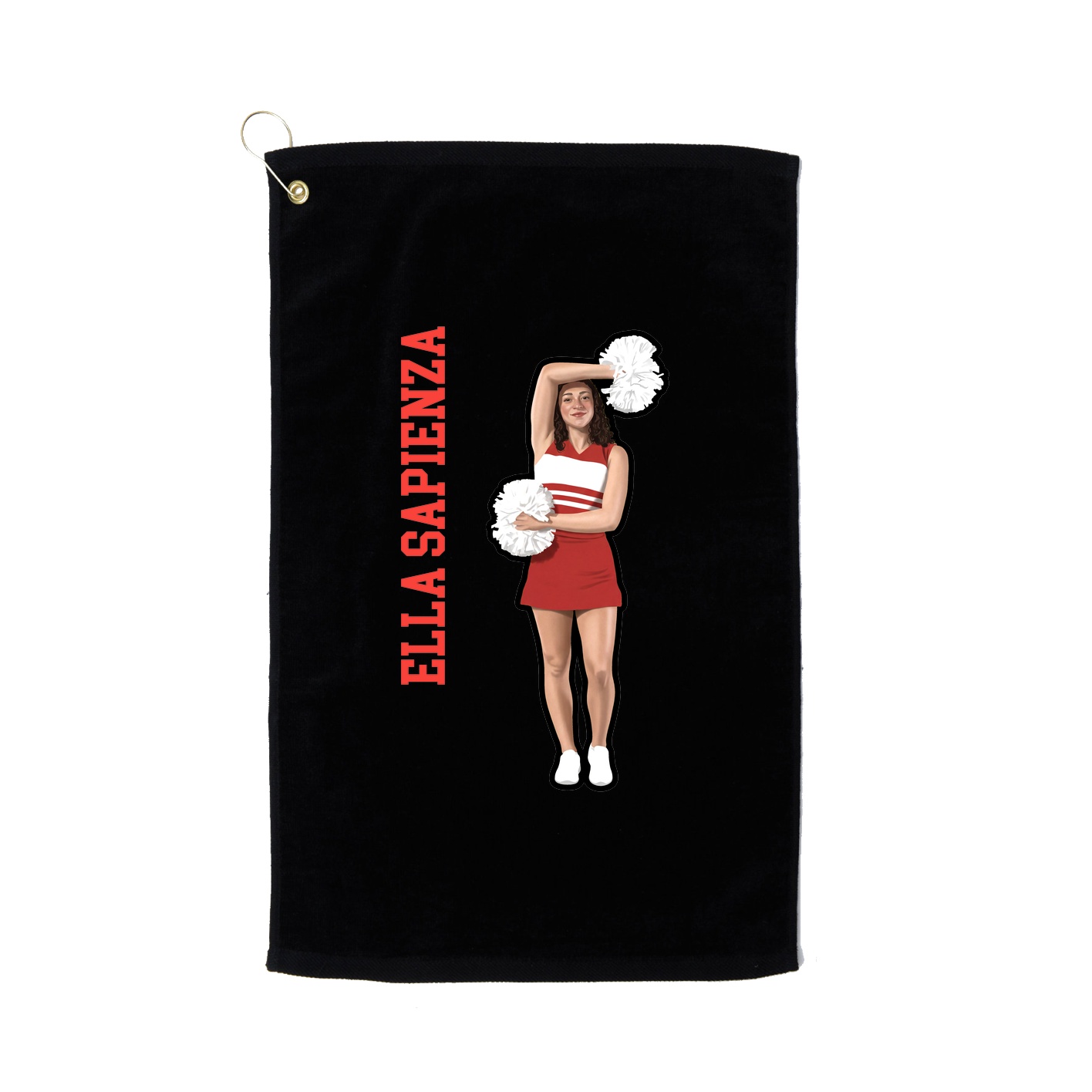 Golf Towel — Name Vertical in Black