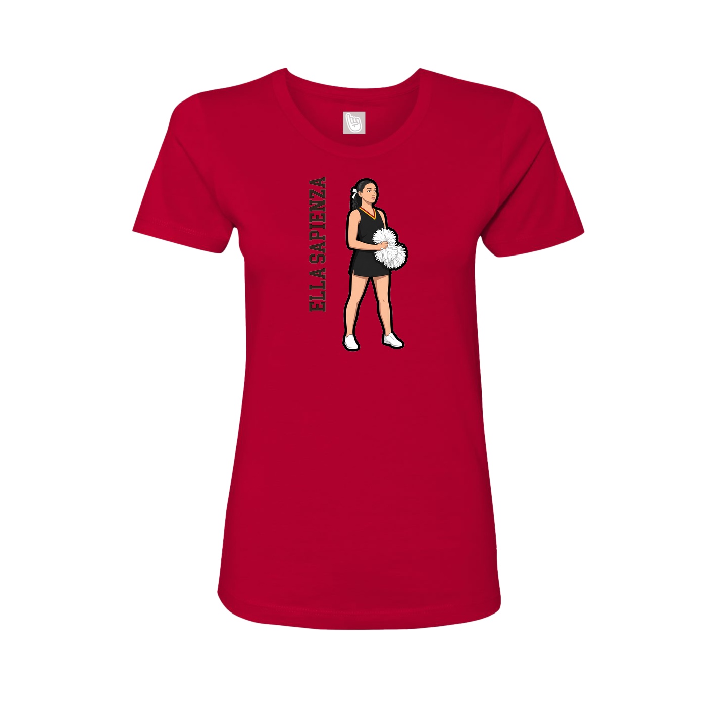 Fitted Women's Tee — Name Vertical in Red