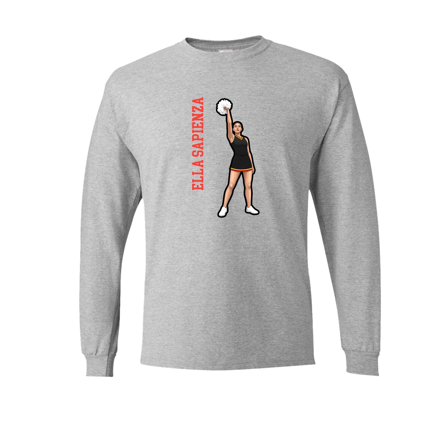 Long Sleeve Tee — Name Vertical in Grey
