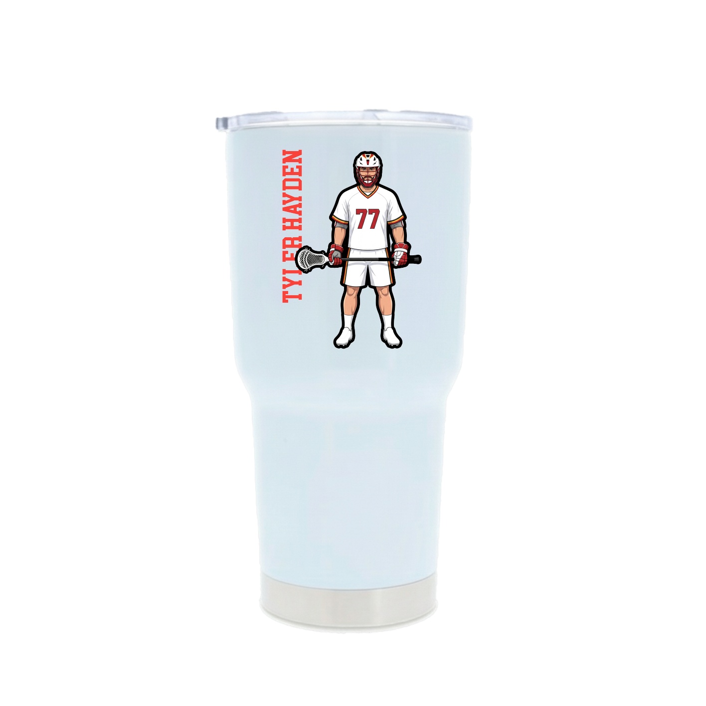 30oz Stainless Steel Tumbler — Name Vertical in White
