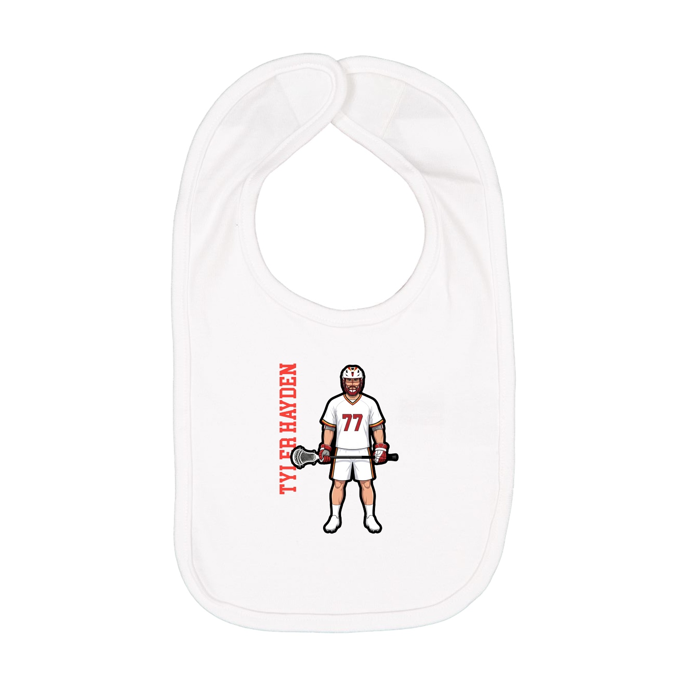 Infant Bib — Name Vertical in White