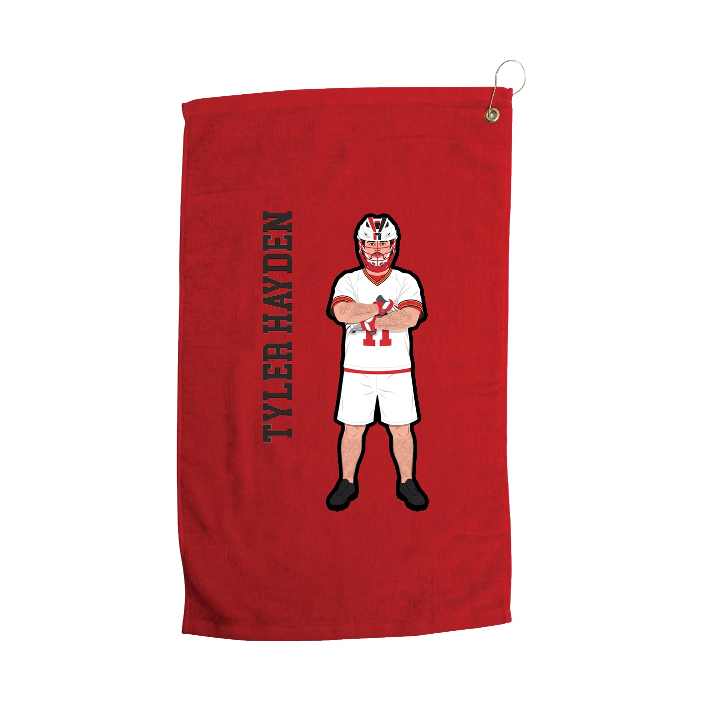 Golf Towel — Name Vertical in Red