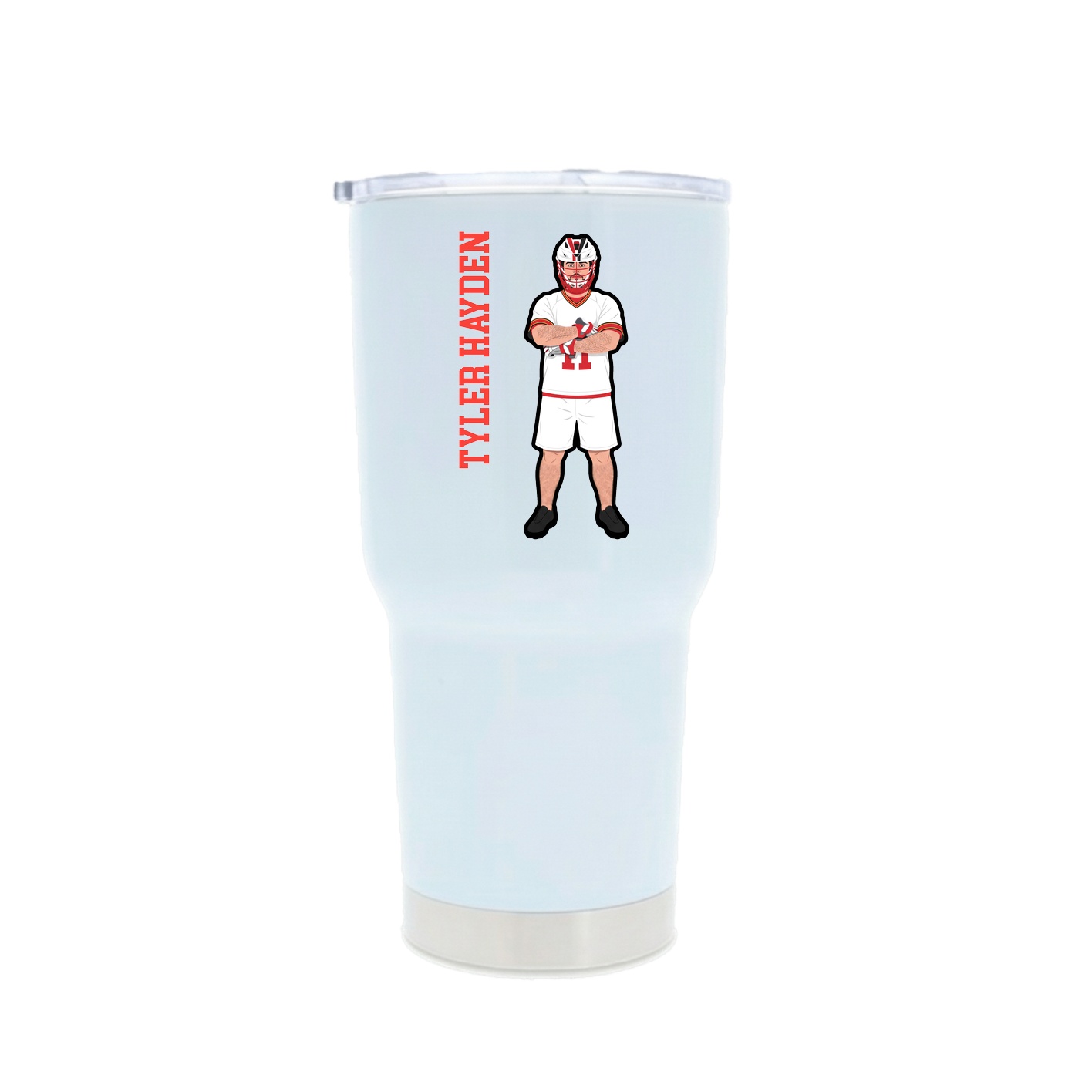 30oz Stainless Steel Tumbler — Name Vertical in White