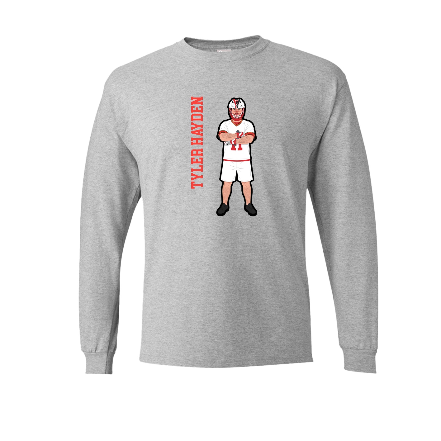 Long Sleeve Tee — Name Vertical in Grey