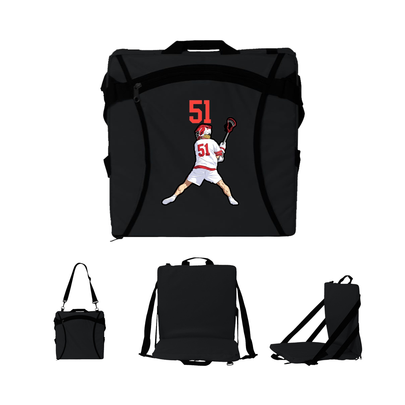 Folding Stadium Seat — Number Top in Black