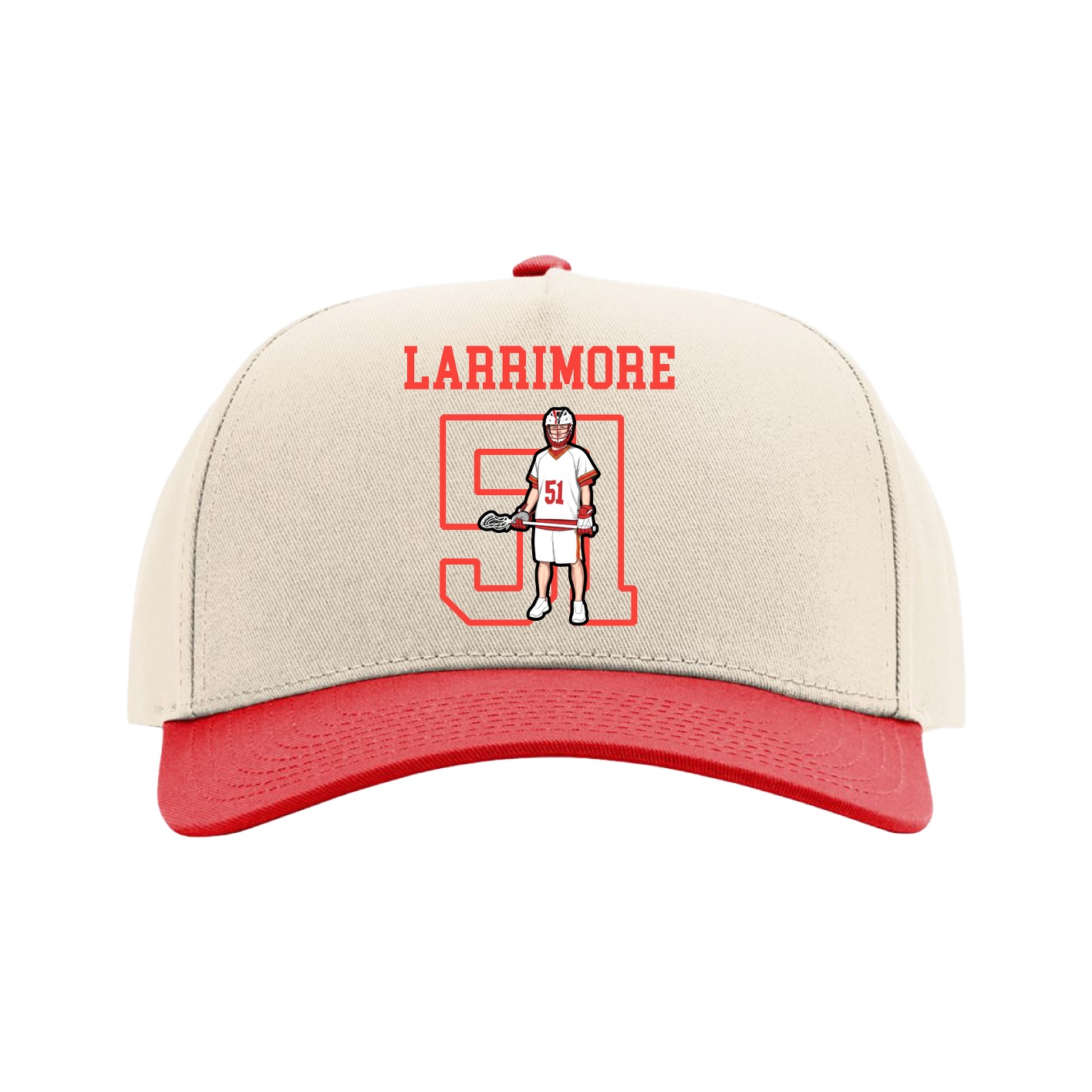 Full Fabric Five-Panel Champ Cap — Shirsey in Cream/Red