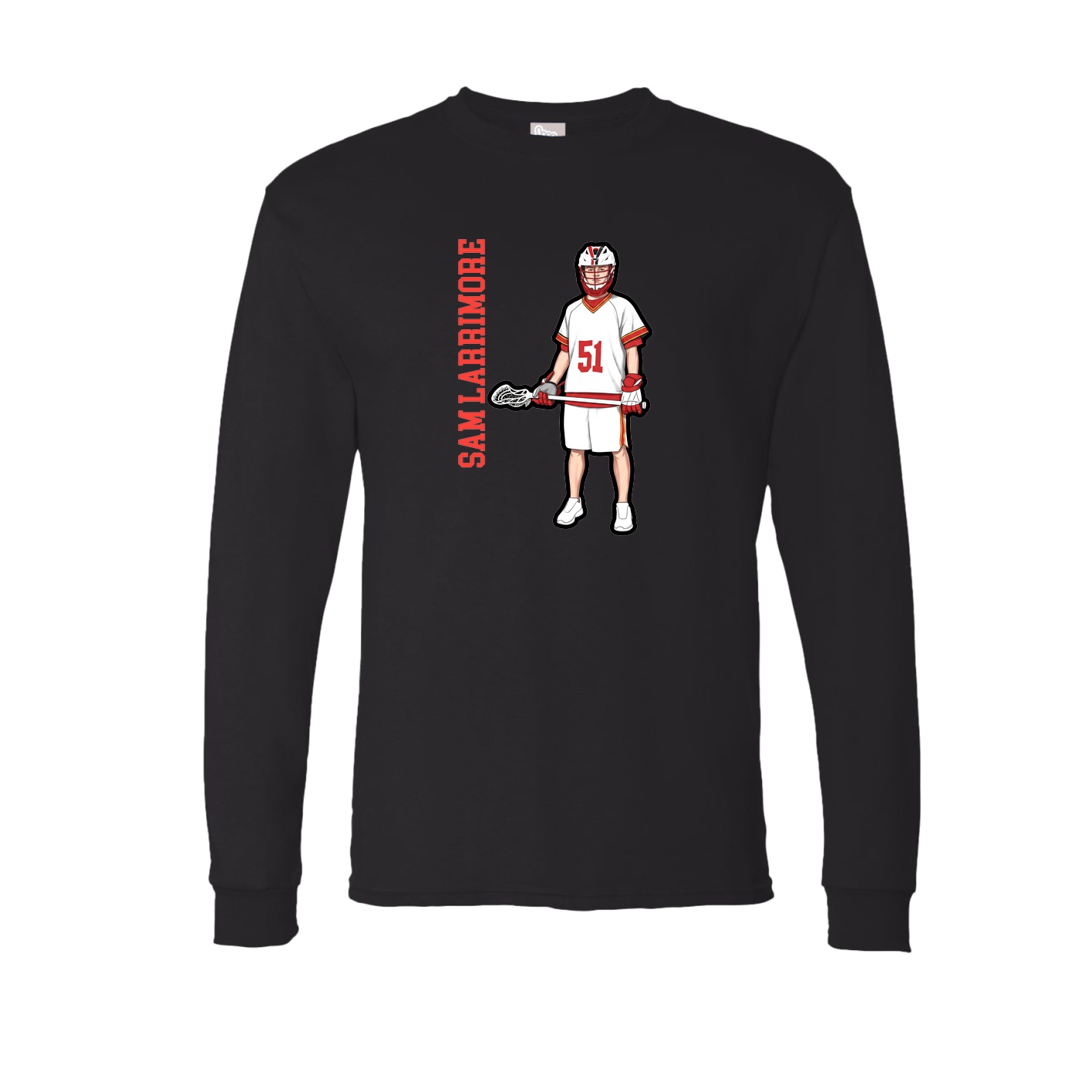 Long Sleeve Tee — Name Vertical in Black