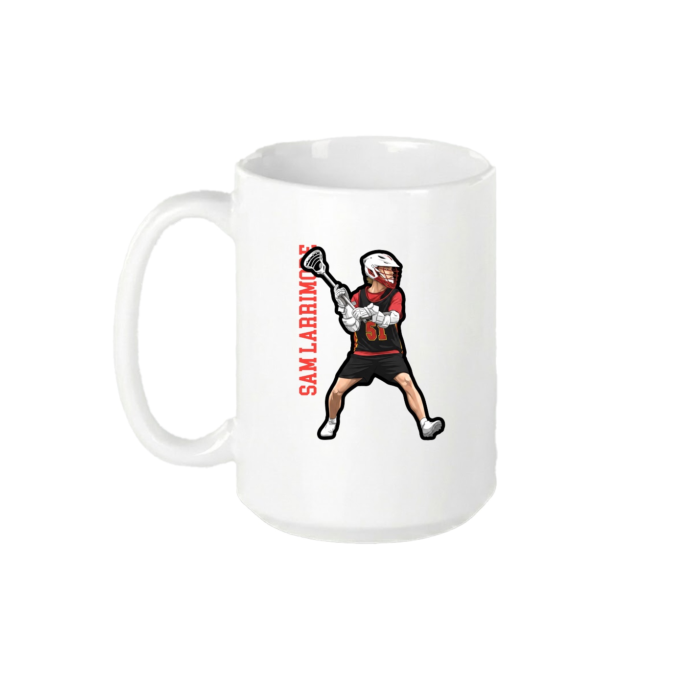 15oz Coffee Mug — Name Vertical in White