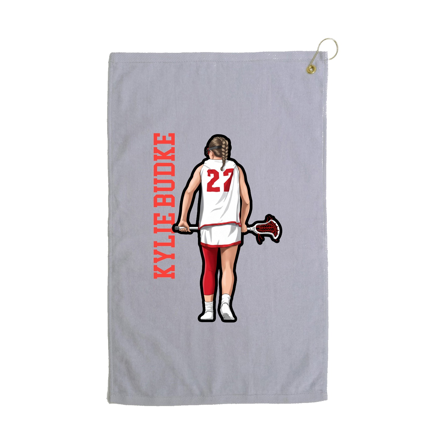 Golf Towel — Name Vertical in Grey