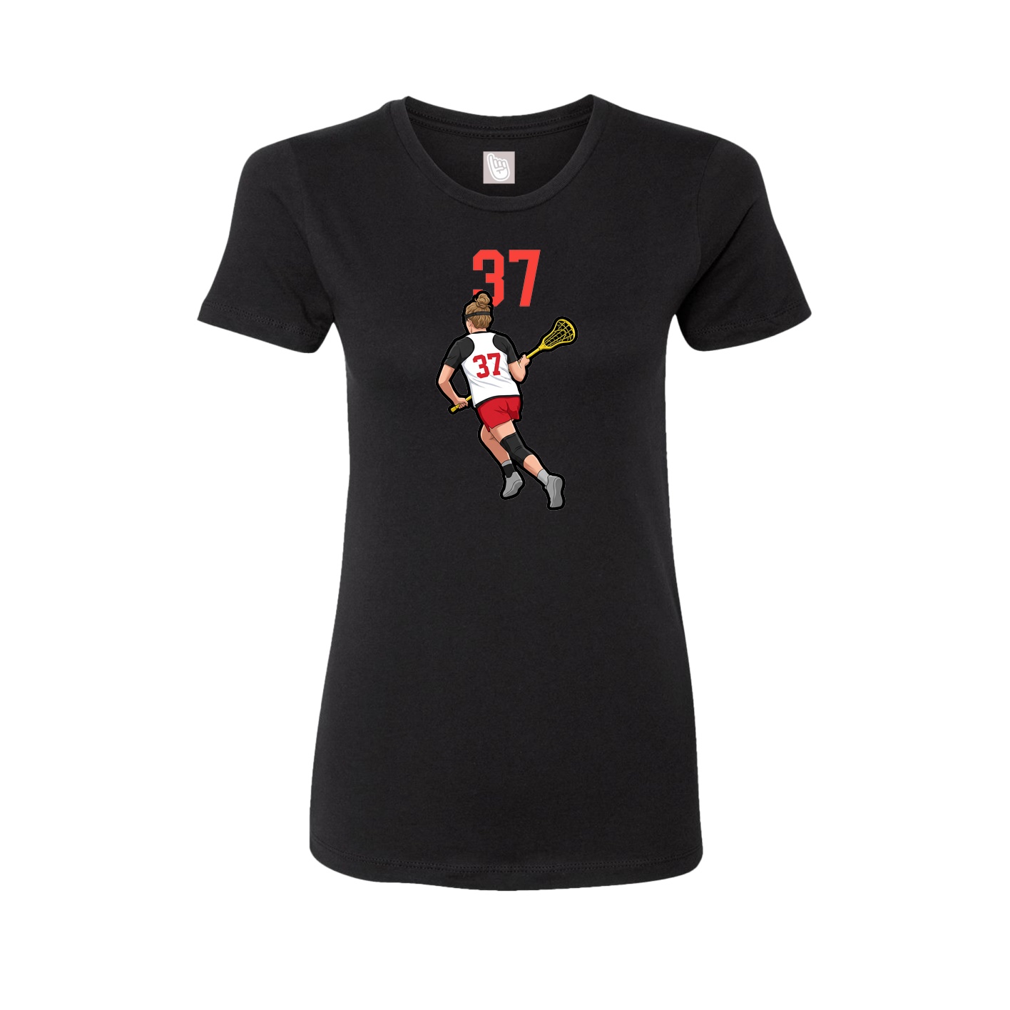 Fitted Women's Tee — Number Top in Black
