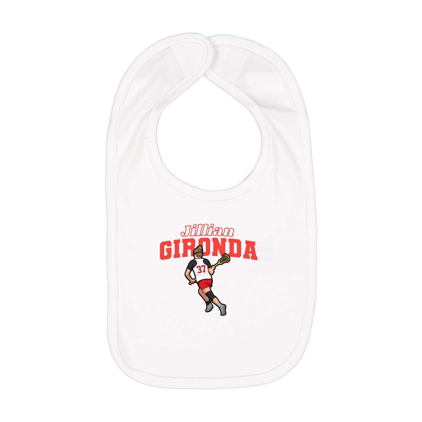 Infant Bib — Name Arch in White
