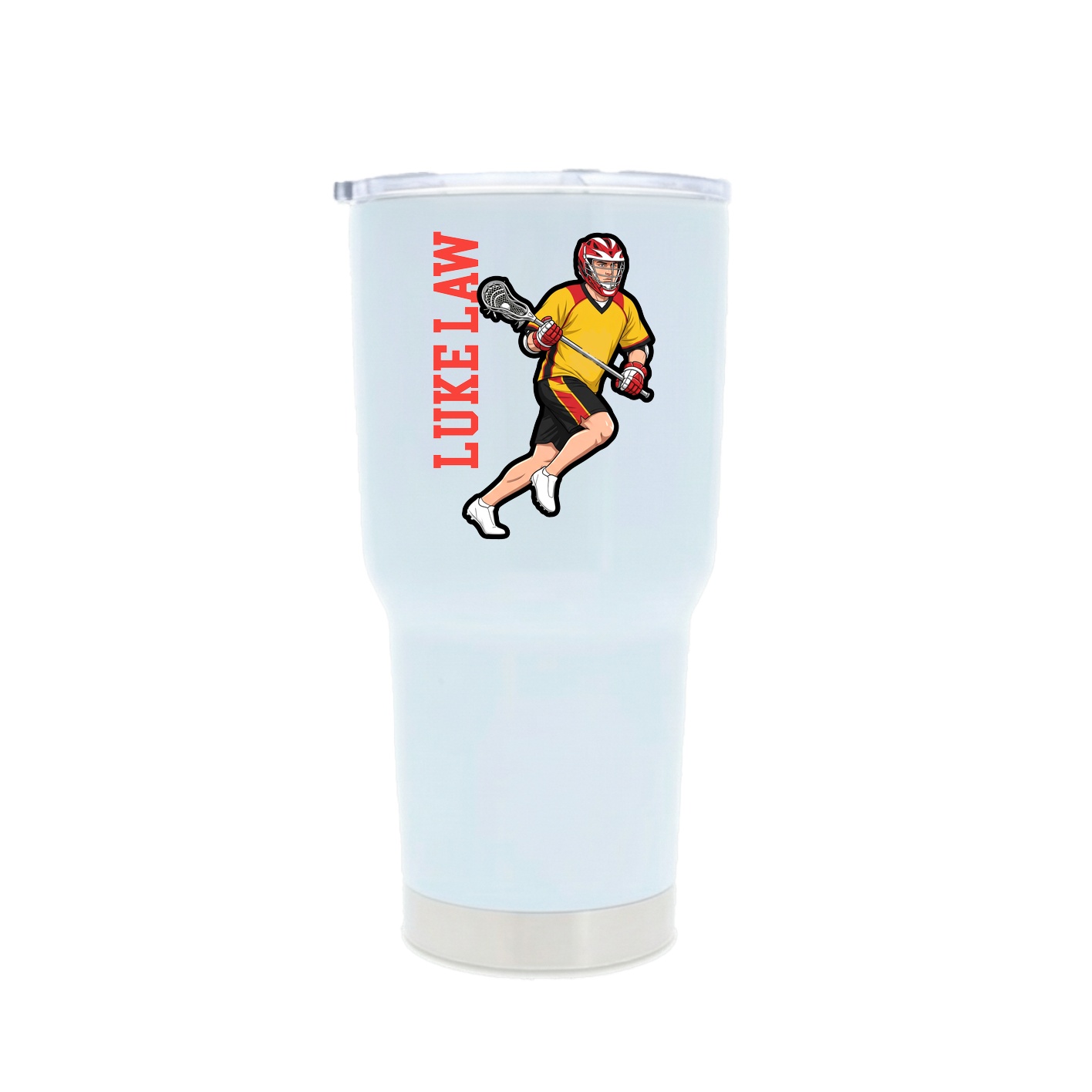 30oz Stainless Steel Tumbler — Name Vertical in White