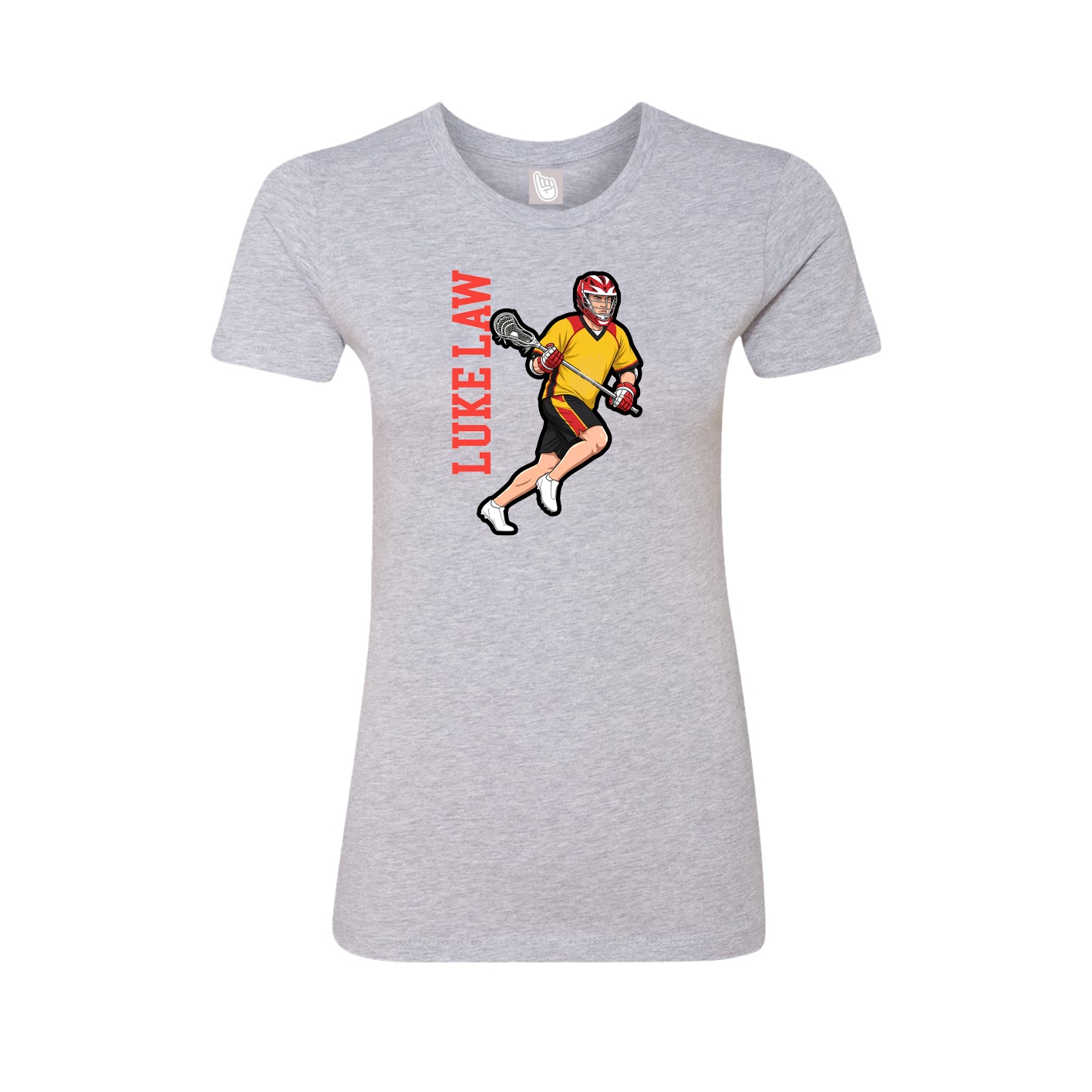 Fitted Women's Tee — Name Vertical in Grey