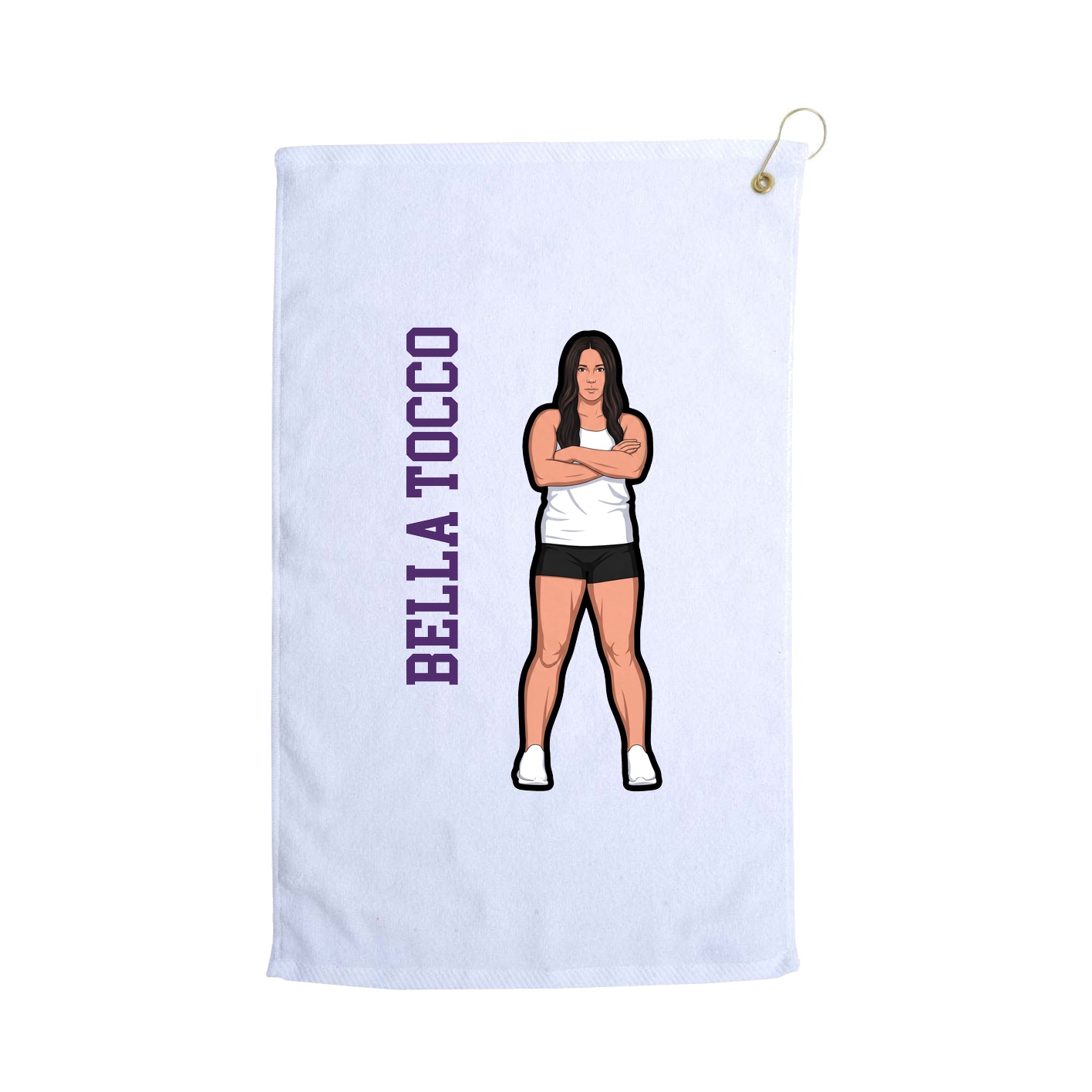 Golf Towel — Name Vertical in White