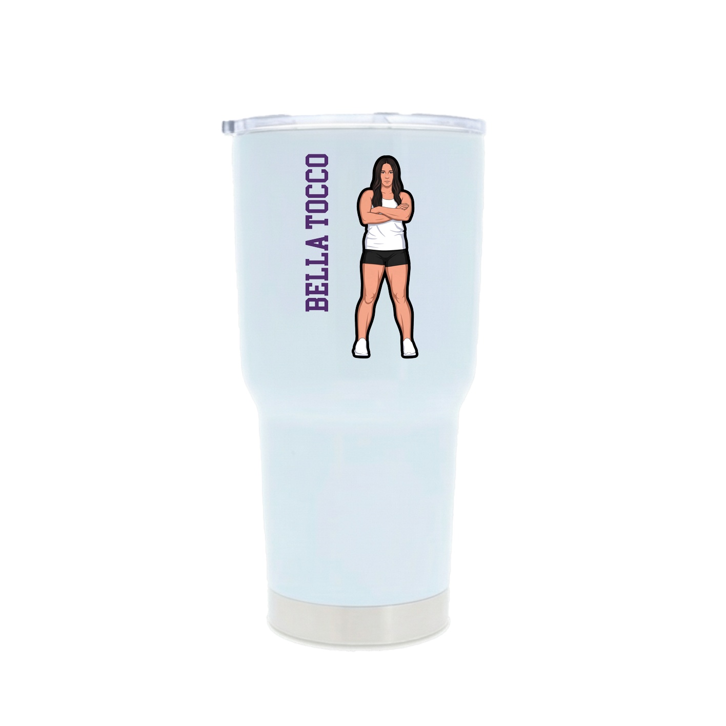 30oz Stainless Steel Tumbler — Name Vertical in White