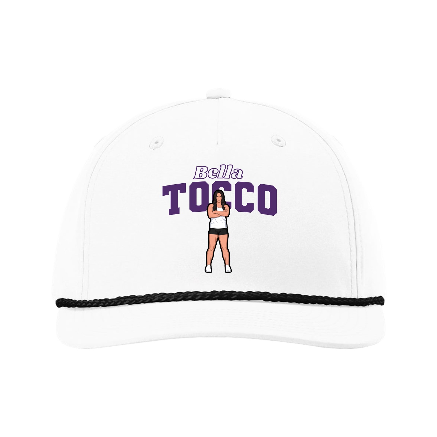 Five-Panel Classic Rope Cap — Name Arch in White
