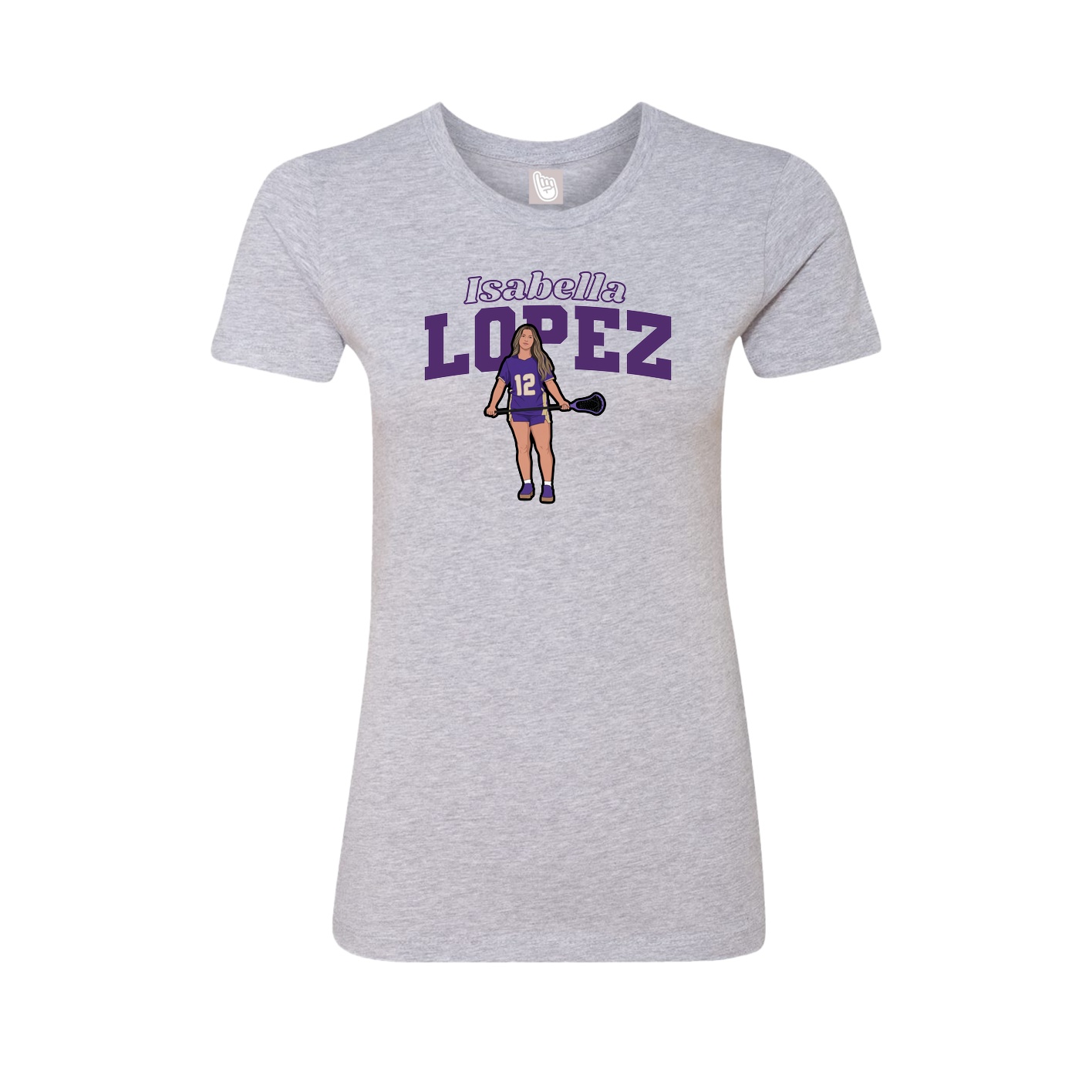 Fitted Women's Tee — Name Arch in Grey