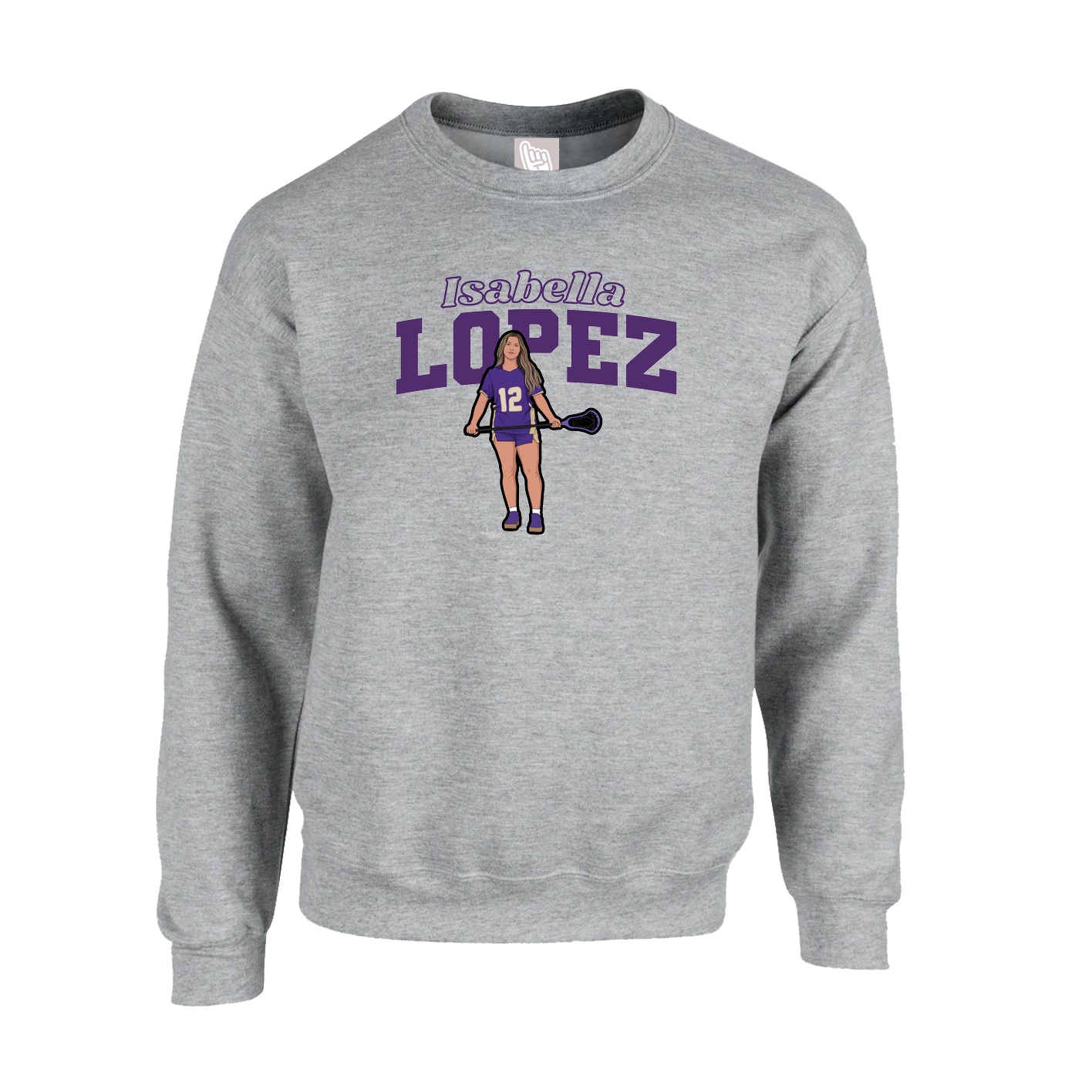 Fleece Crew — Name Arch in Grey