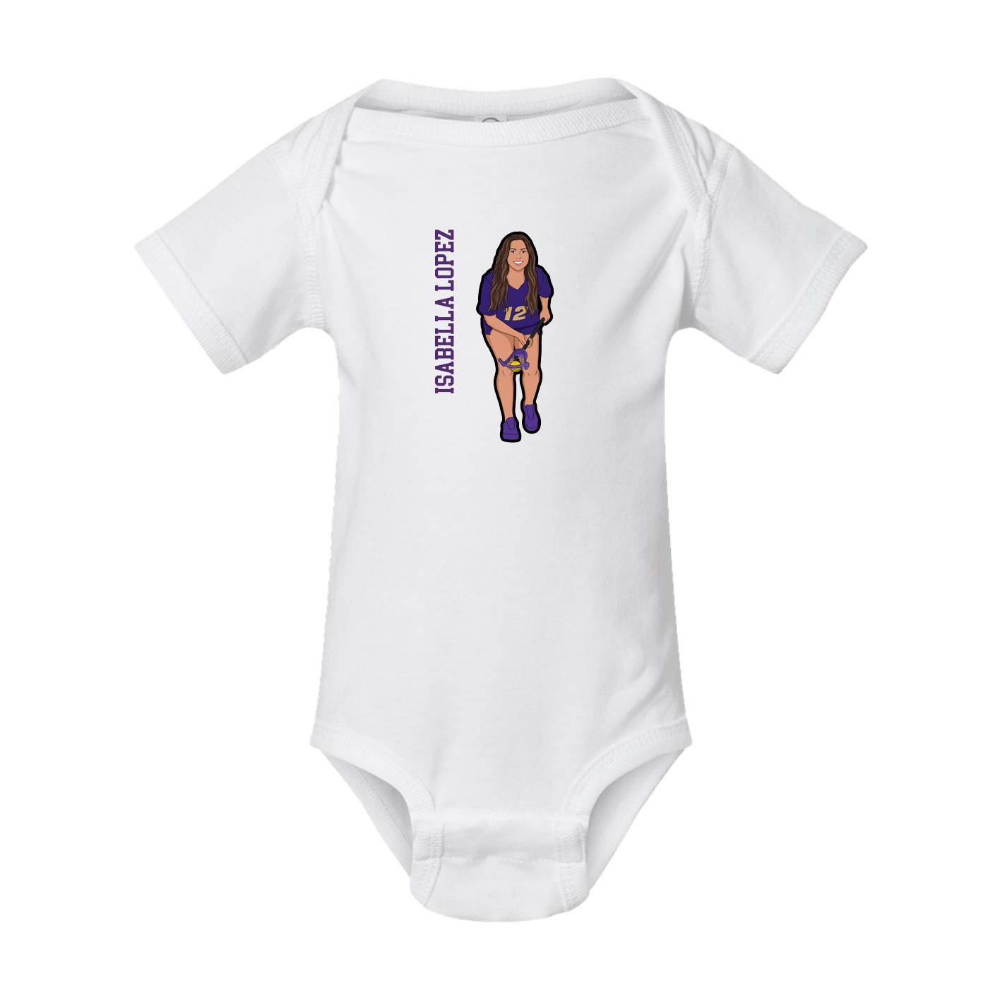 Baby Onesie — Name Vertical in White