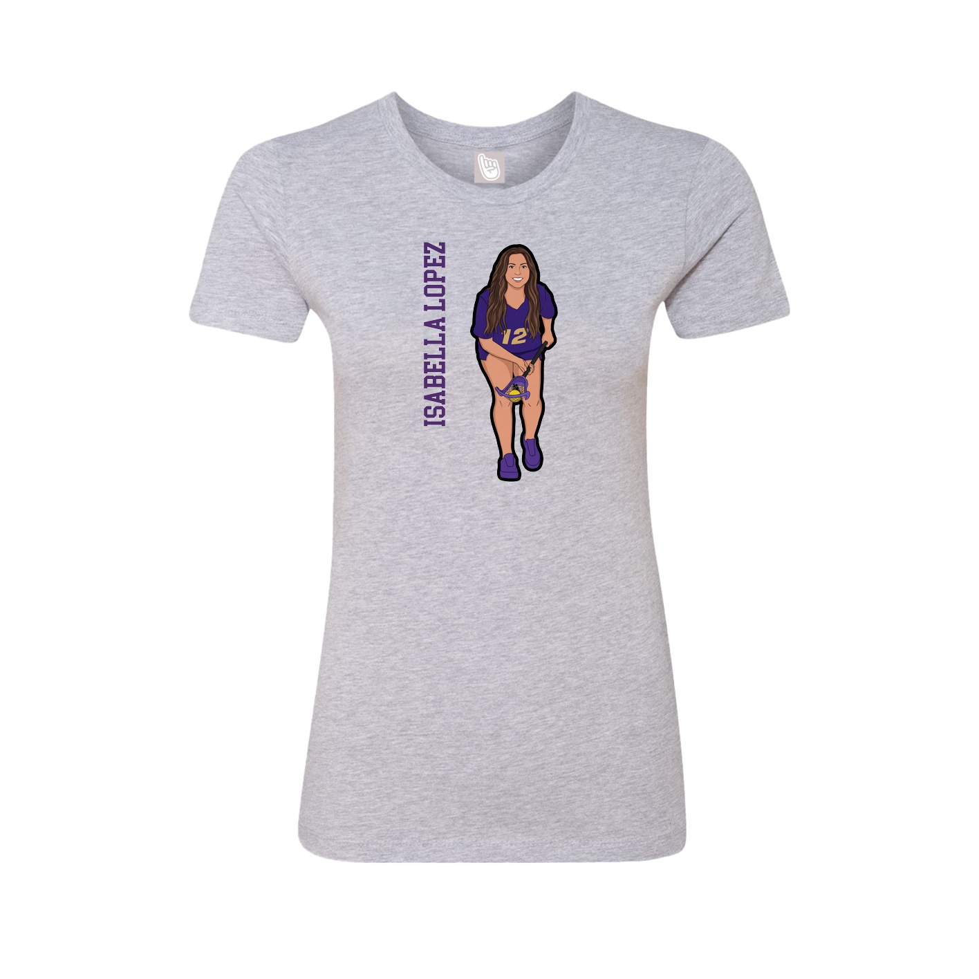 Fitted Women's Tee — Name Vertical in Grey