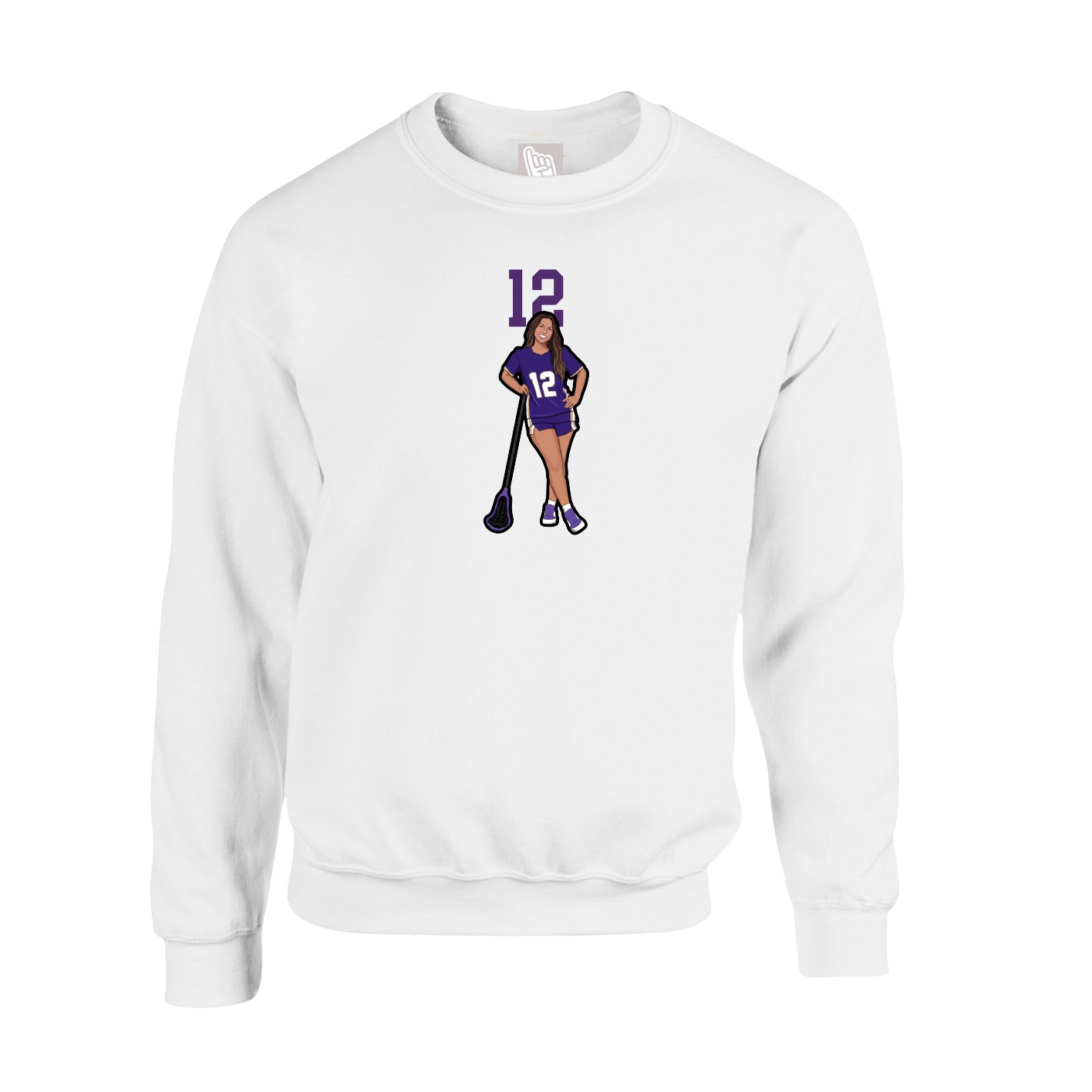 Fleece Crew — Number Top in White