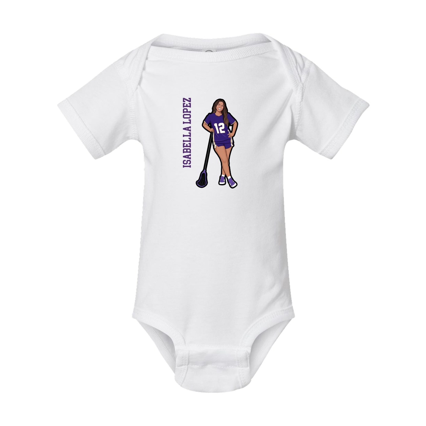 Baby Onesie — Name Vertical in White